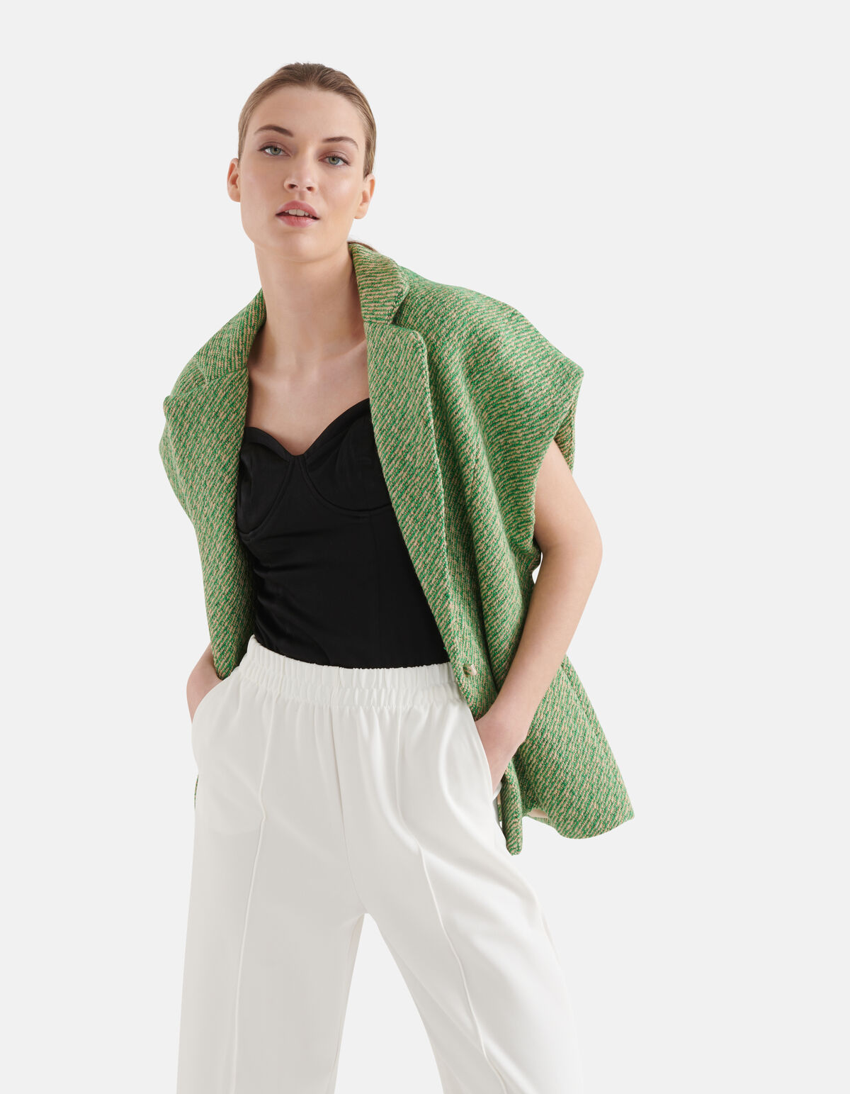 Sleeveless Tweed Jack Groen By Mieke SHOEBY WOMEN