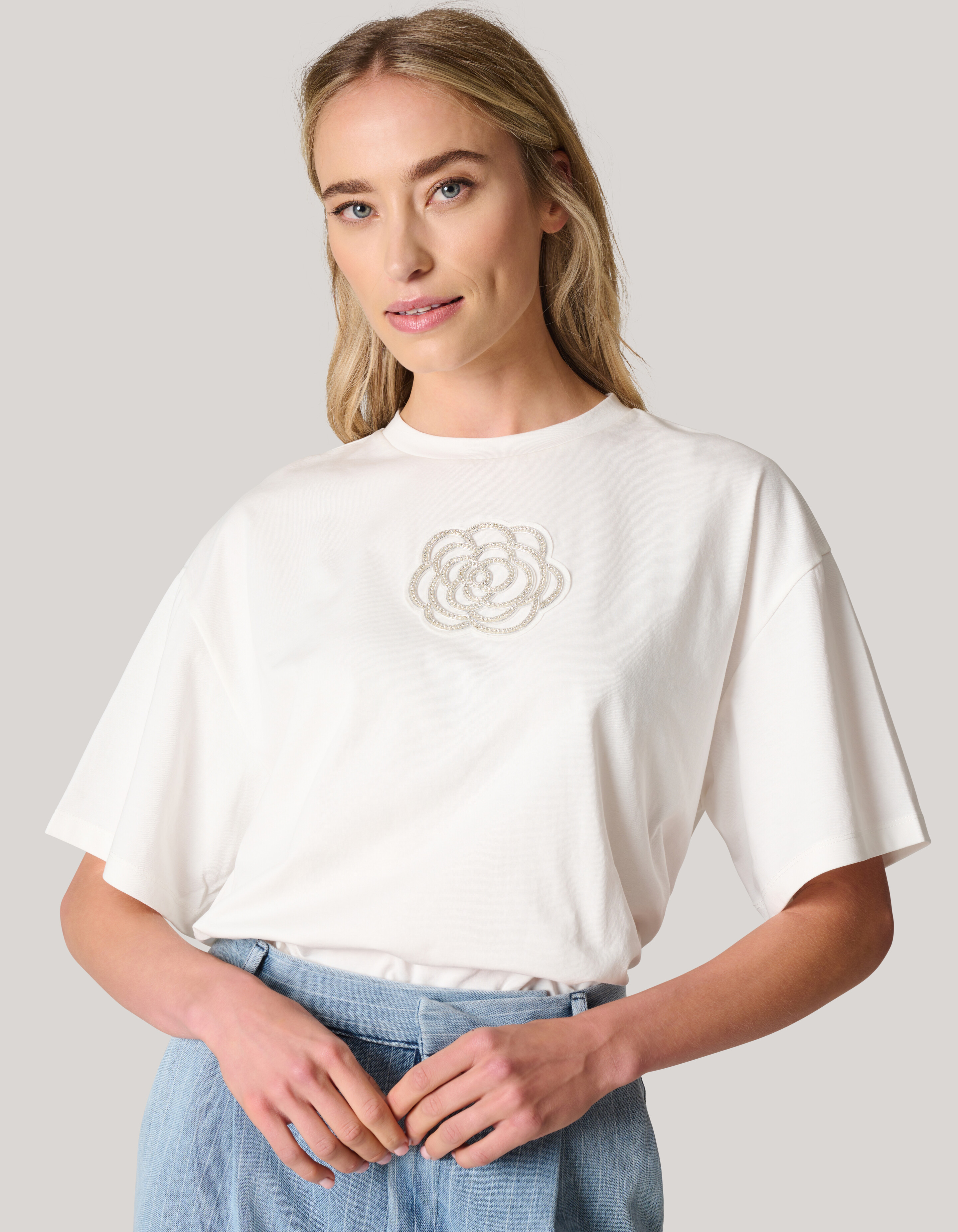 Artwork Strass T-shirt Wit SHOEBY WOMEN