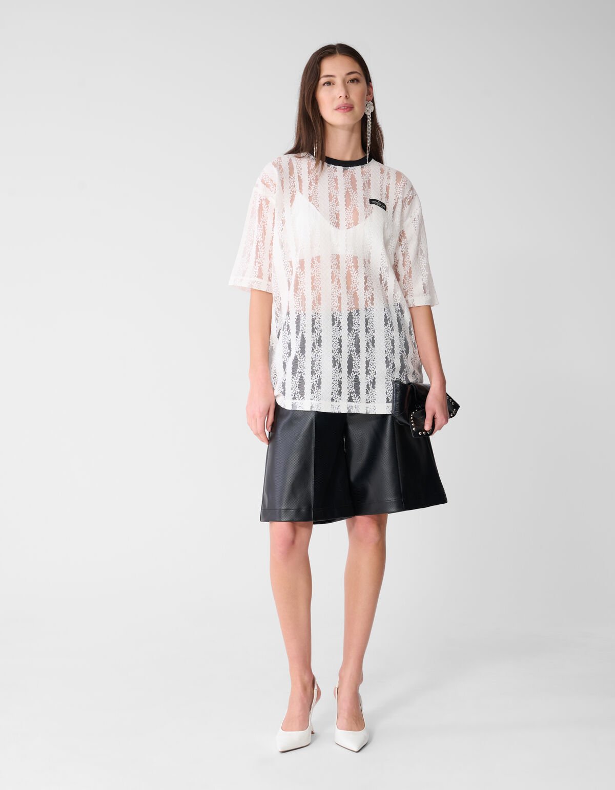 Oversized Kanten Label T-shirt Wit SHOEBY WOMEN