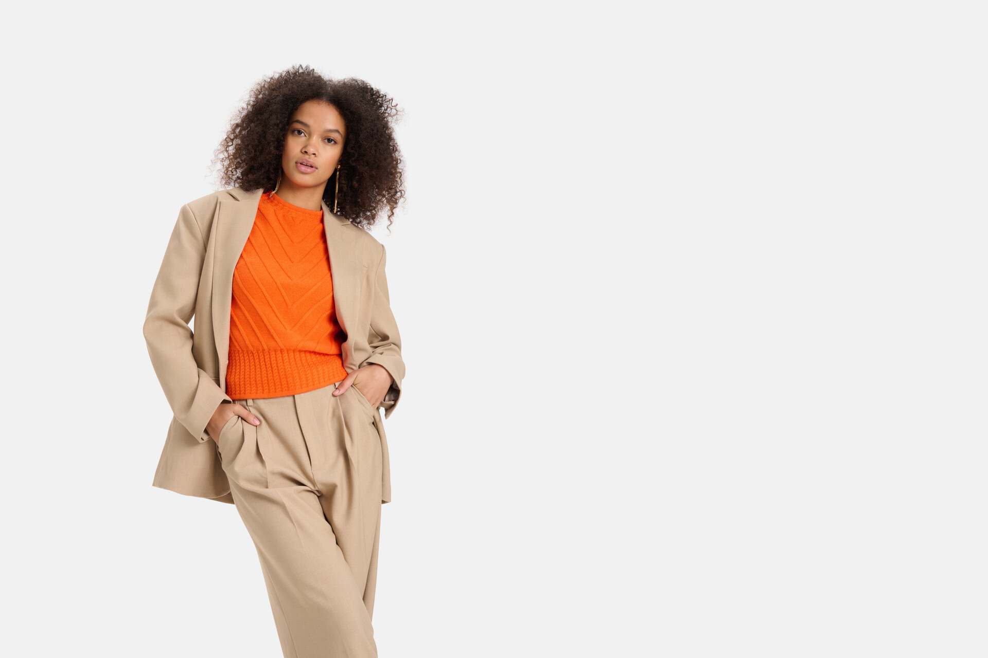 Diagonaal Trui Oranje SHOEBY WOMEN