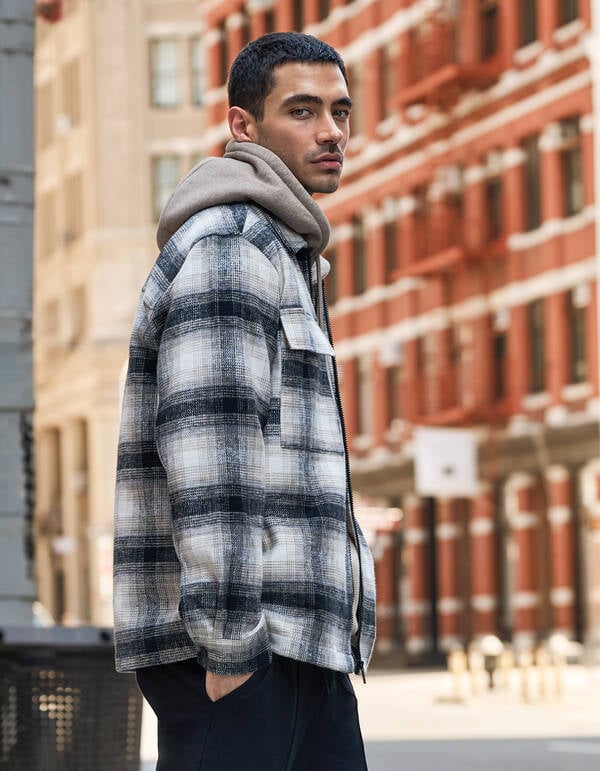 Ruiten Zip Overshirt Gebroken Wit SHOEBY MEN