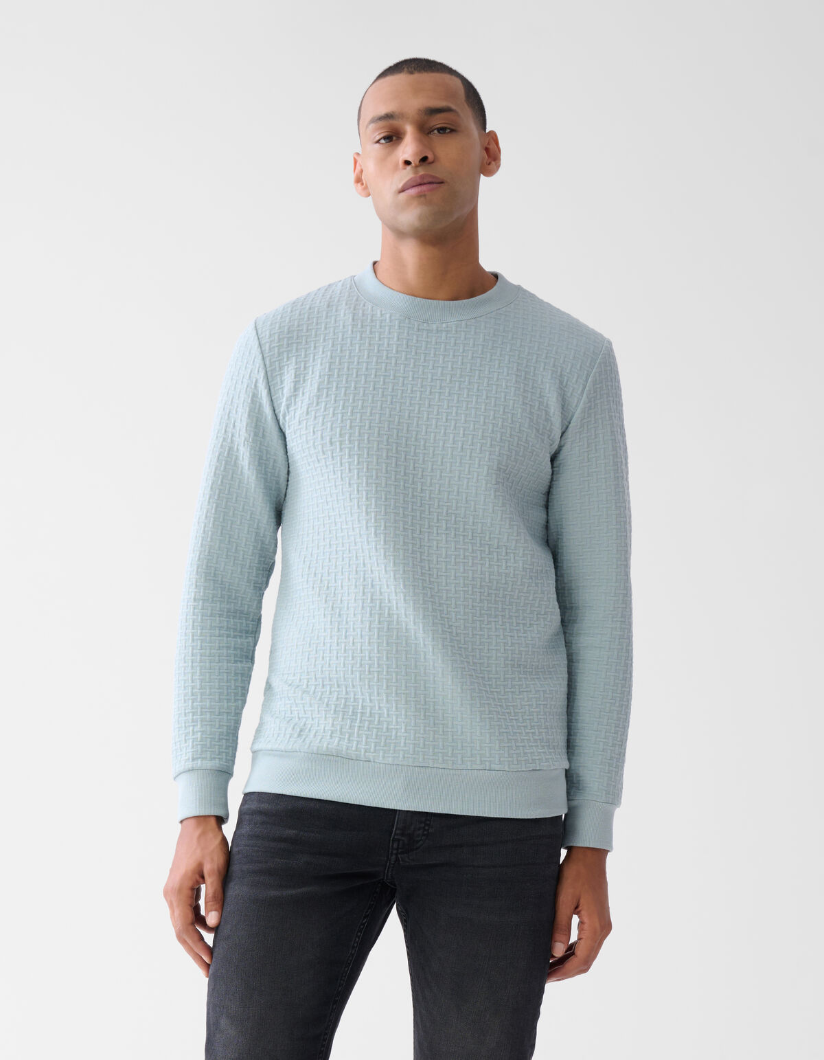 Structuur Sweater Lichtgroen SHOEBY MEN