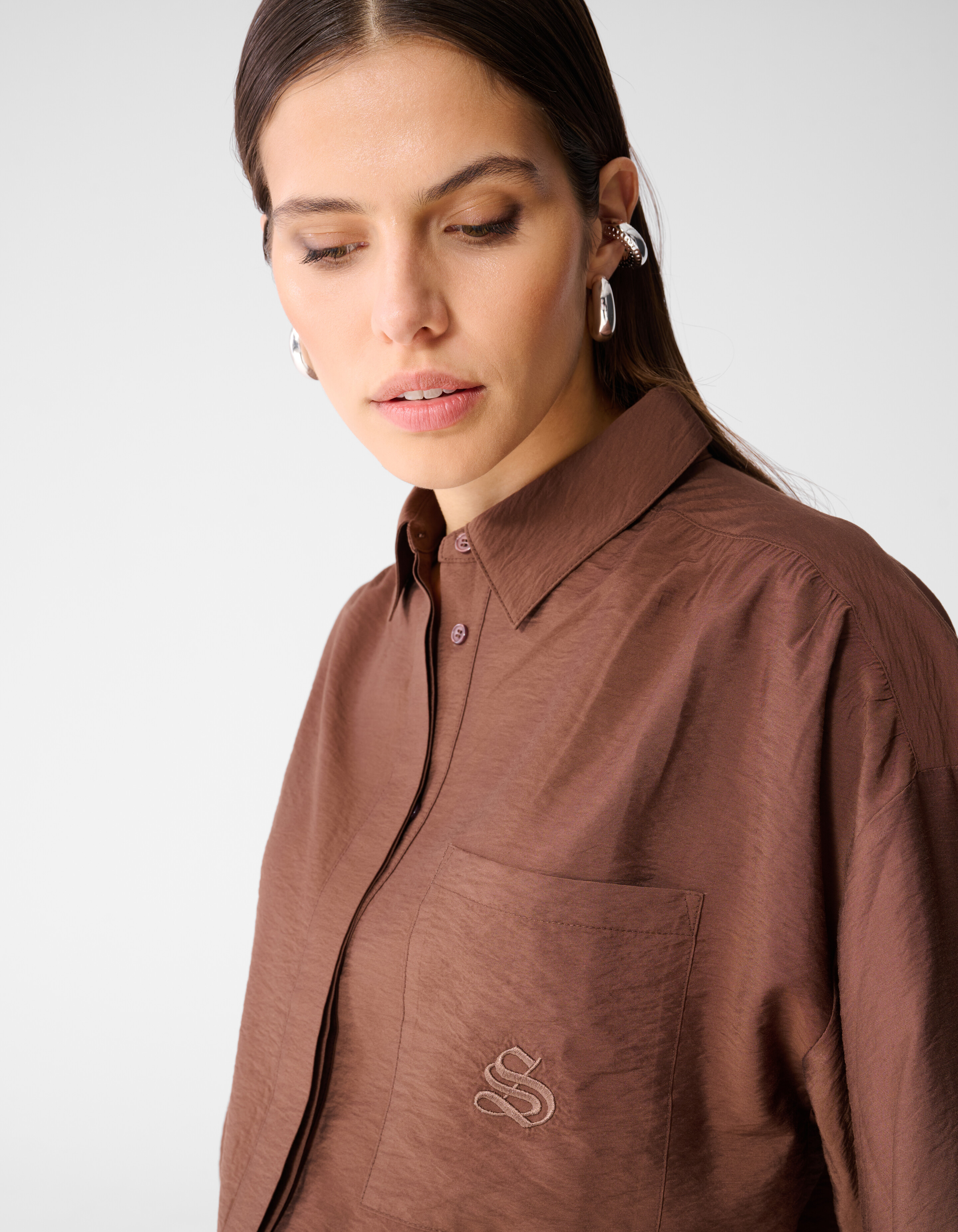 Oversized Kanten Blouse Bruin SHOEBY WOMEN
