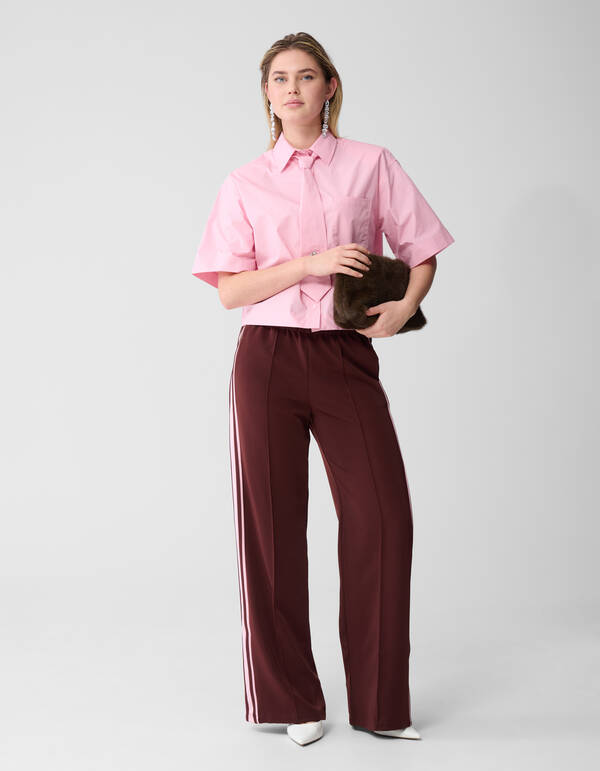 Sporty Wide Leg Broek Donkerrood SHOEBY WOMEN