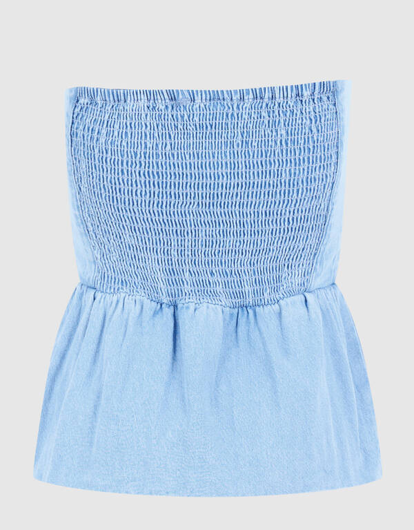 Strapless Denim Top Blauw SHOEBY WOMEN