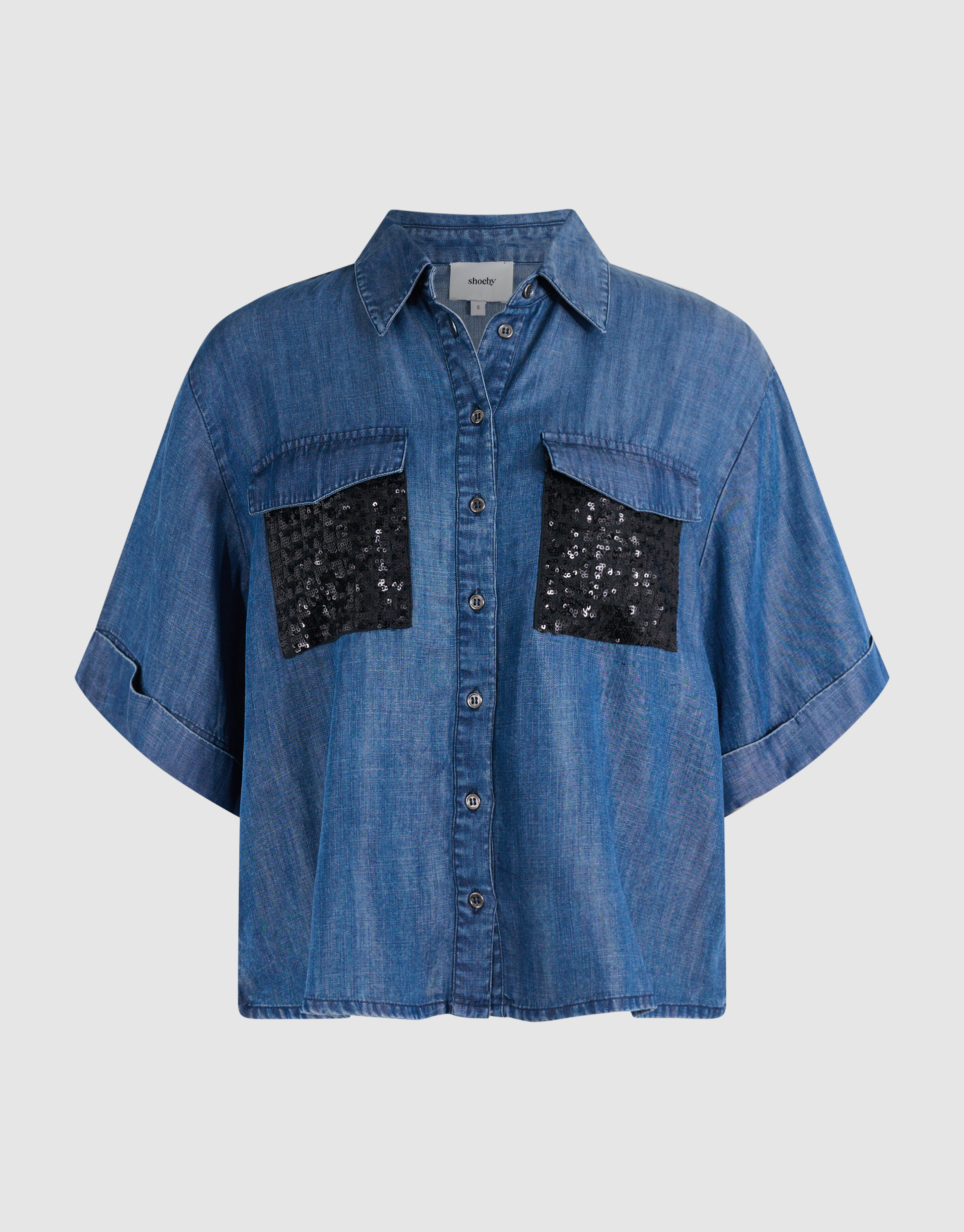 Denim Sequin Blouse Blauw By Mieke SHOEBY WOMEN