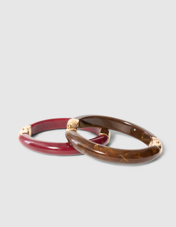 Marble Bangle Armbanden Set Bruin/Donkerrood SHOEBY ACCESSOIRES