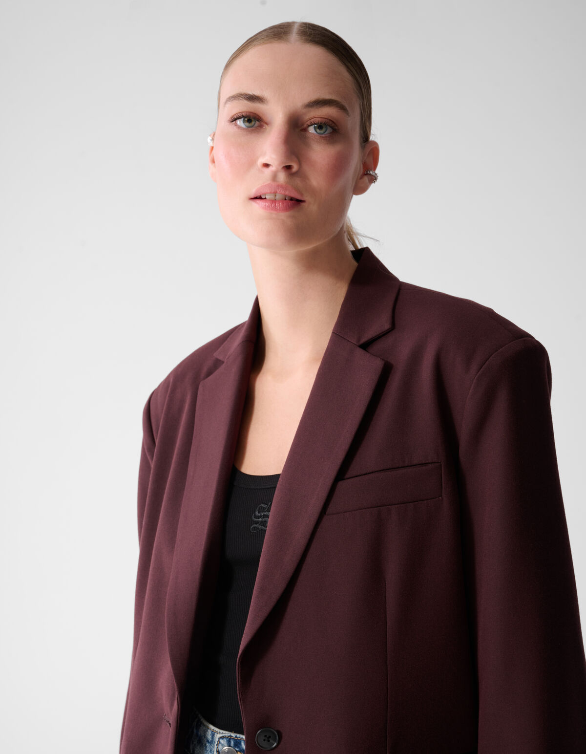 Double Layered Blazer Donkerrood By Mieke SHOEBY WOMEN