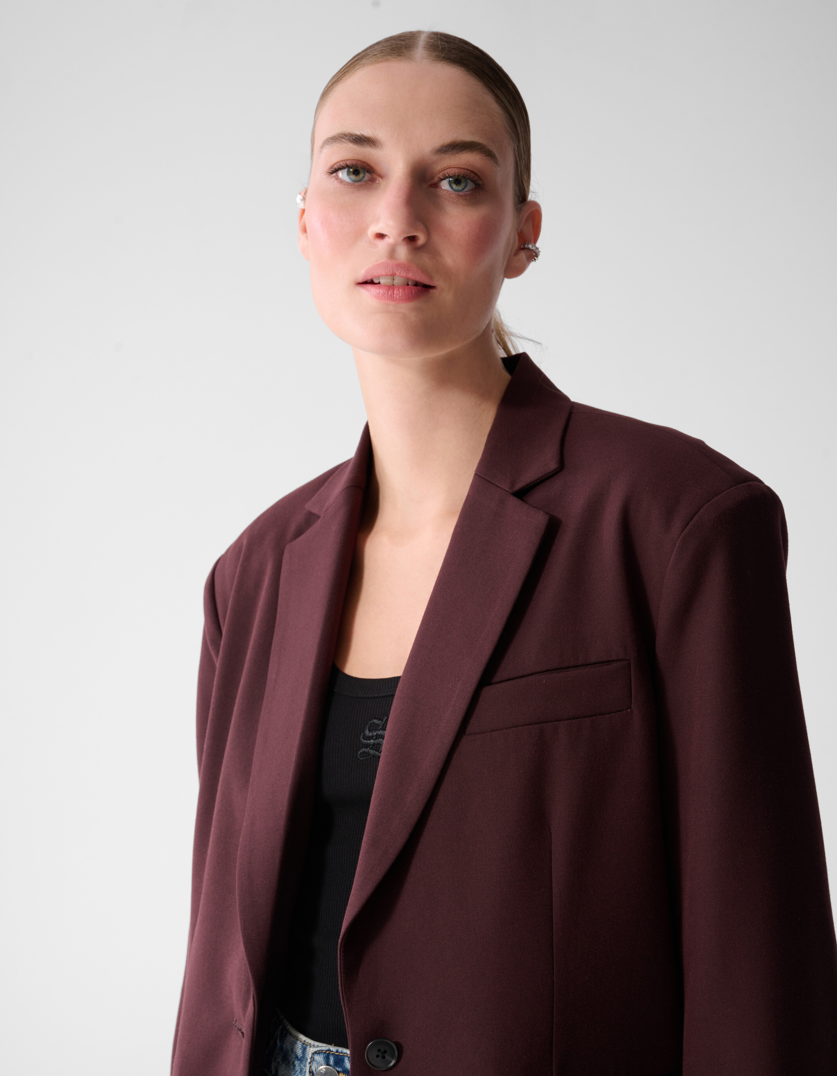 Double Layered Blazer Donkerrood By Mieke SHOEBY WOMEN