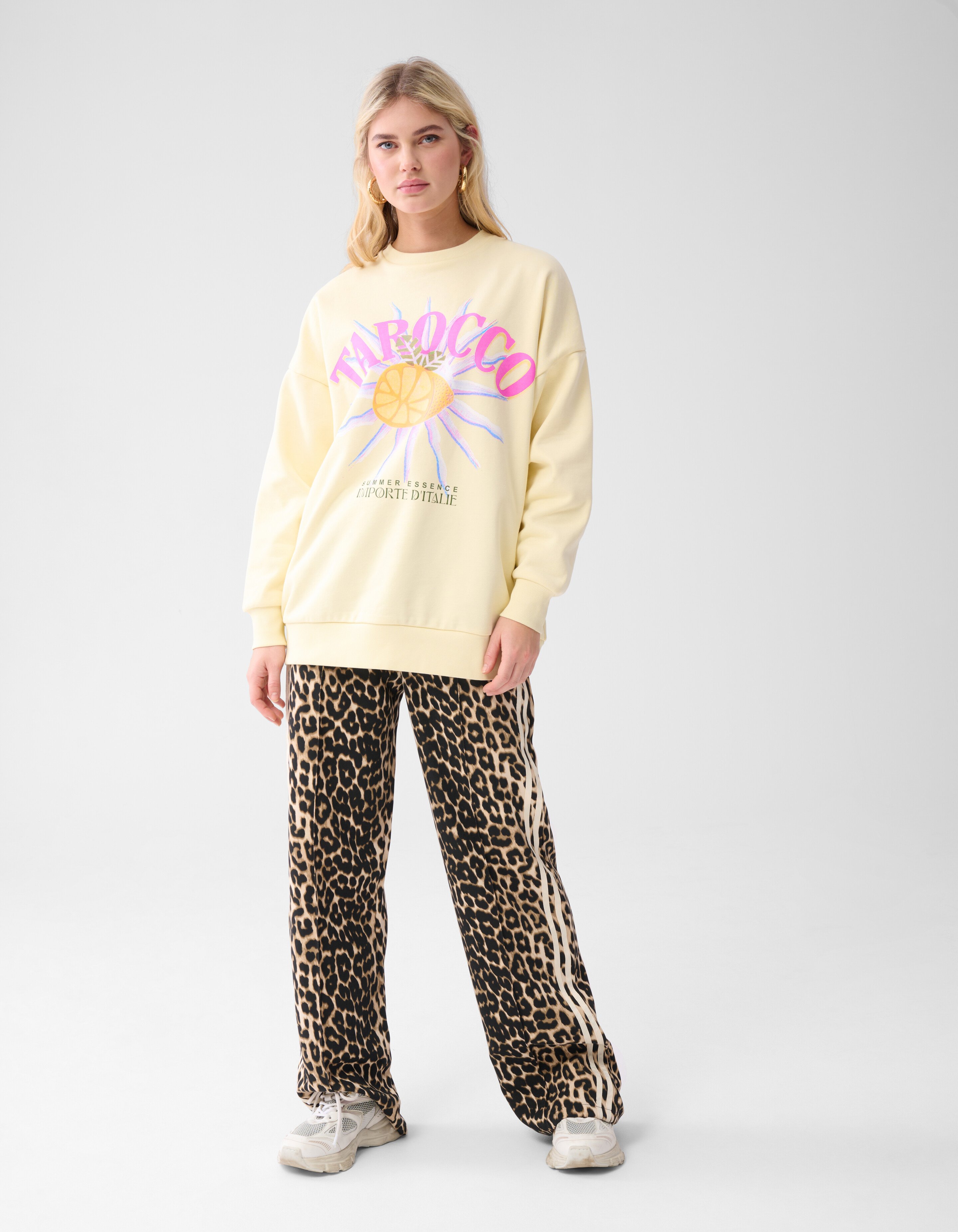 Leopard Sporty Wide Leg Broek Bruin SHOEBY WOMEN