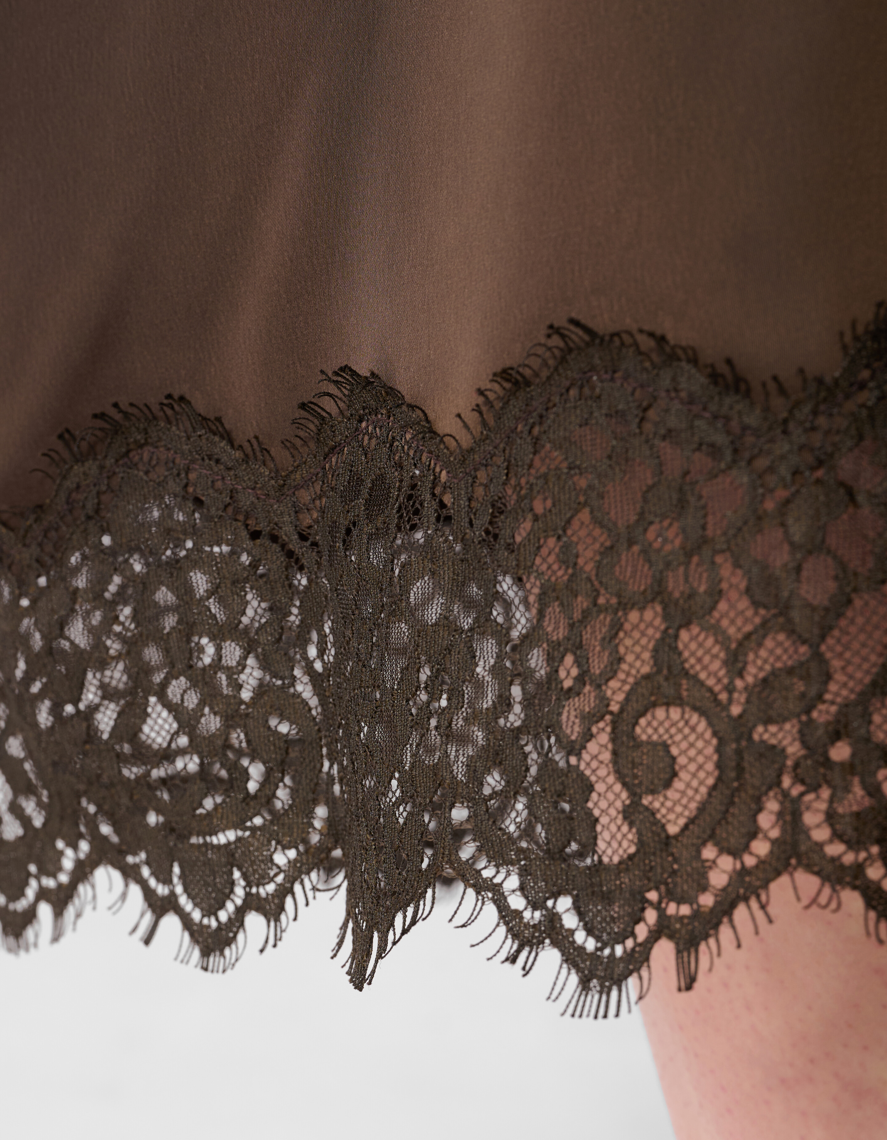 Kanten Satijnen Maxi Rok Bruin SHOEBY WOMEN