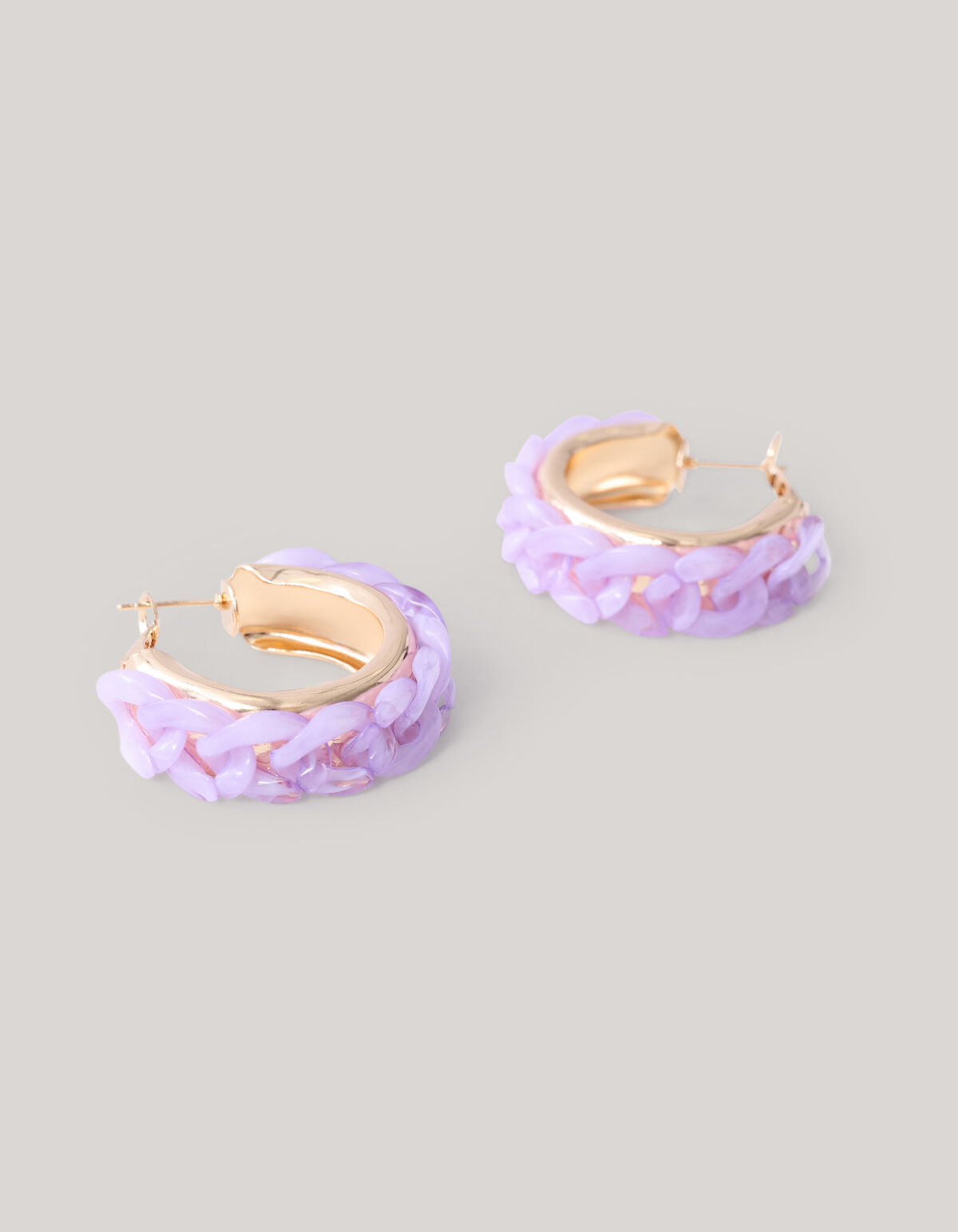 Chain Hoop Oorbellen Paars SHOEBY ACCESSOIRES
