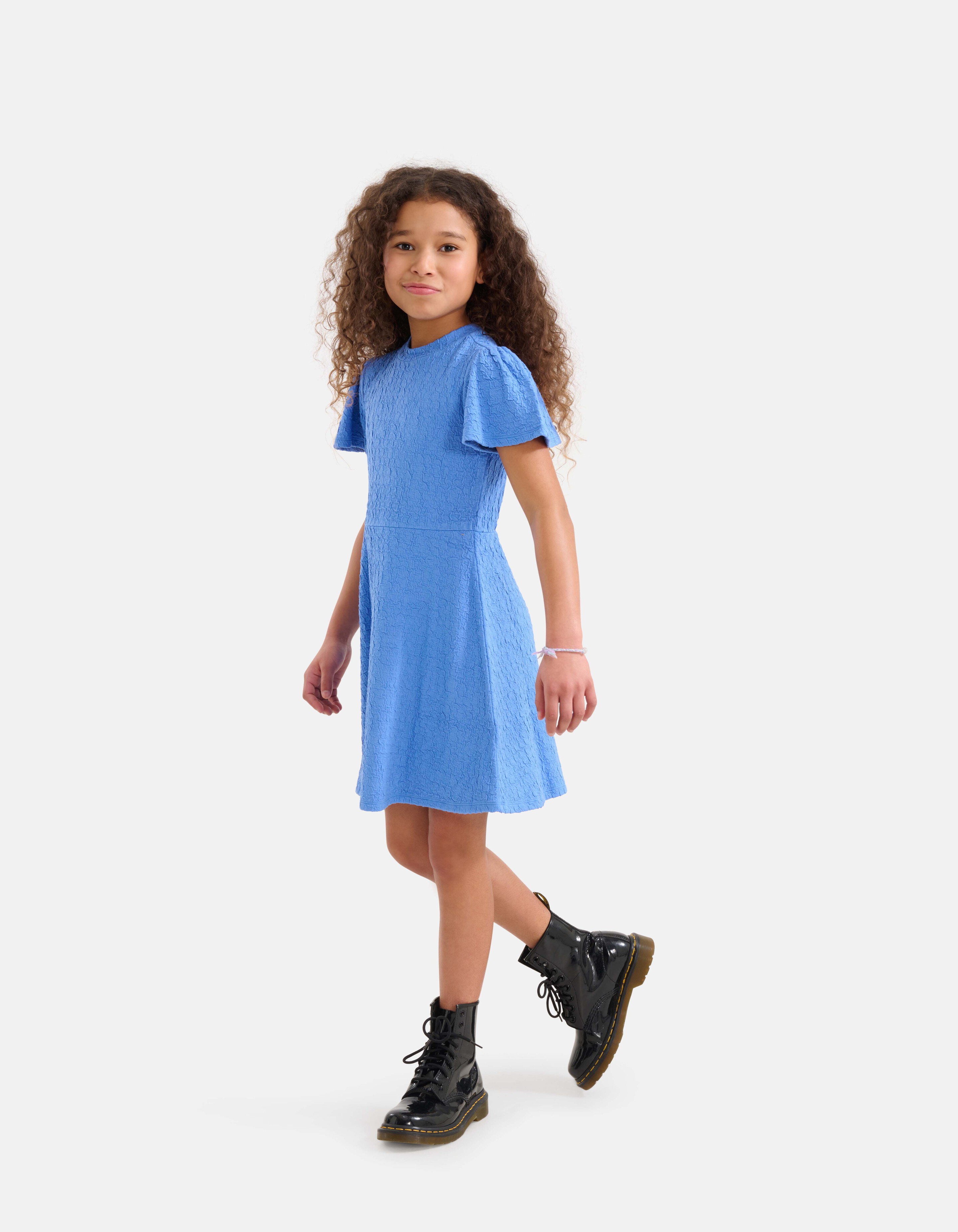 Structuur Skater Jurk Blauw SHOEBY GIRLS