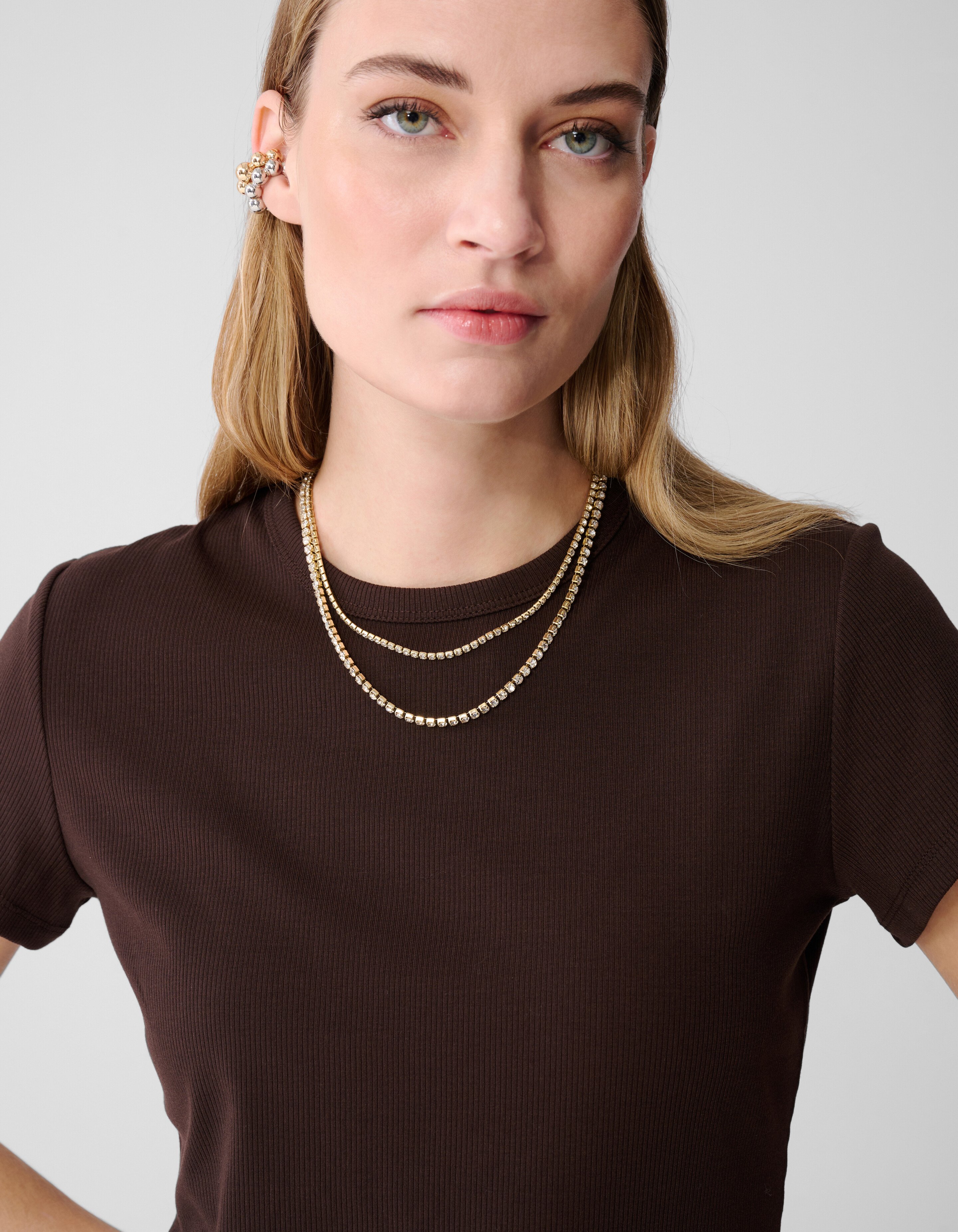 Rib T-shirt Bruin SHOEBY WOMEN