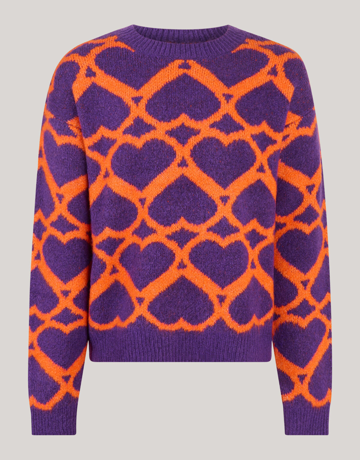 Heart Printed Meisjes Trui Paars By Furmey SHOEBY GIRLS