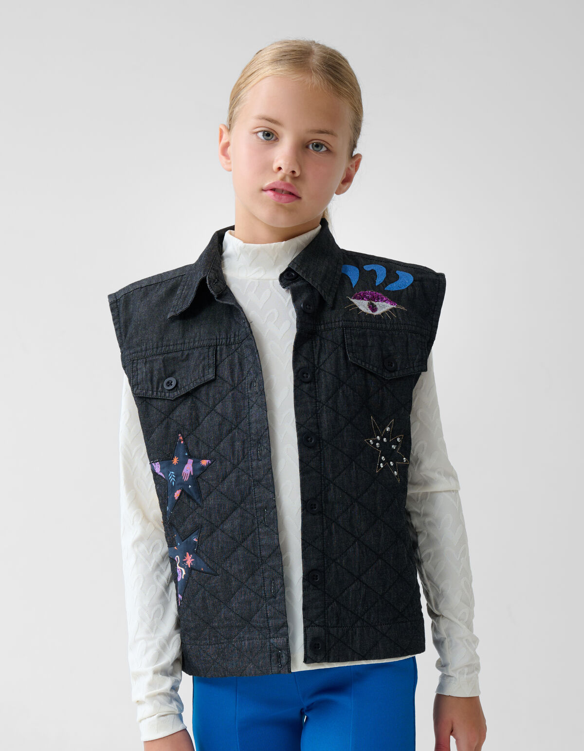 Quilted Gilet Donkergrijs SHOEBY GIRLS