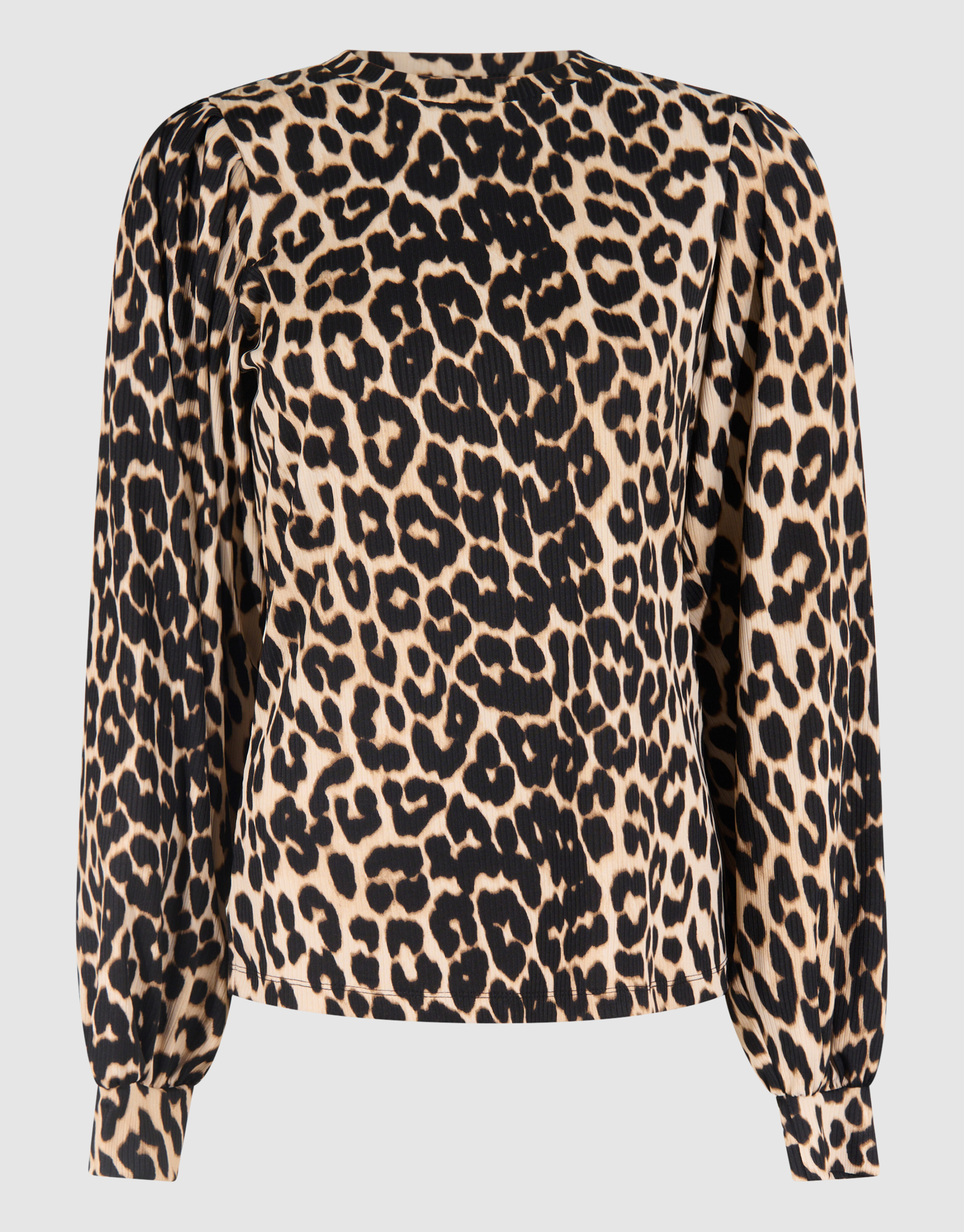 Rib Jersey Leopard Top Bruin SHOEBY WOMEN