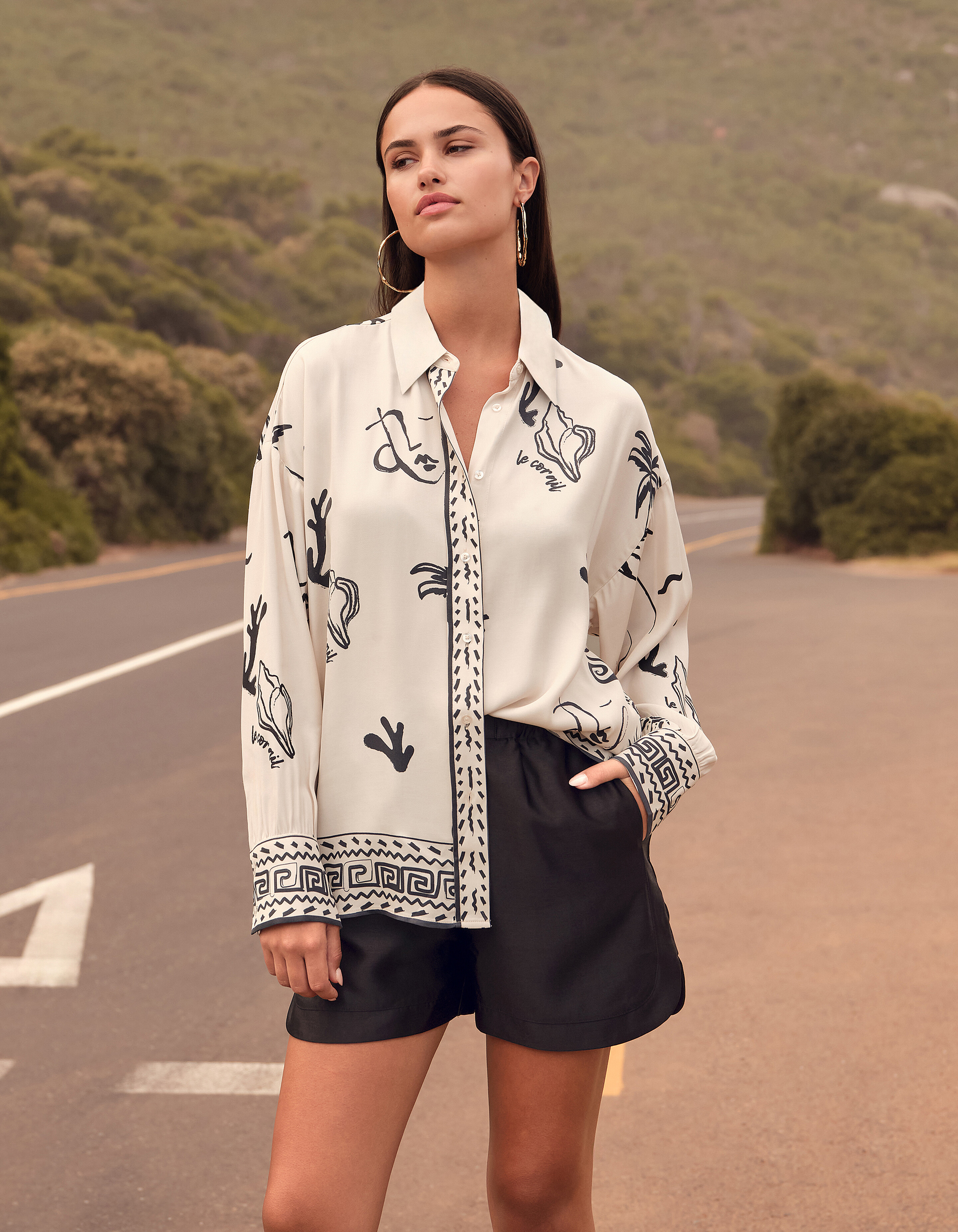 Printed Dessert Blouse Zwart/Wit SHOEBY WOMEN