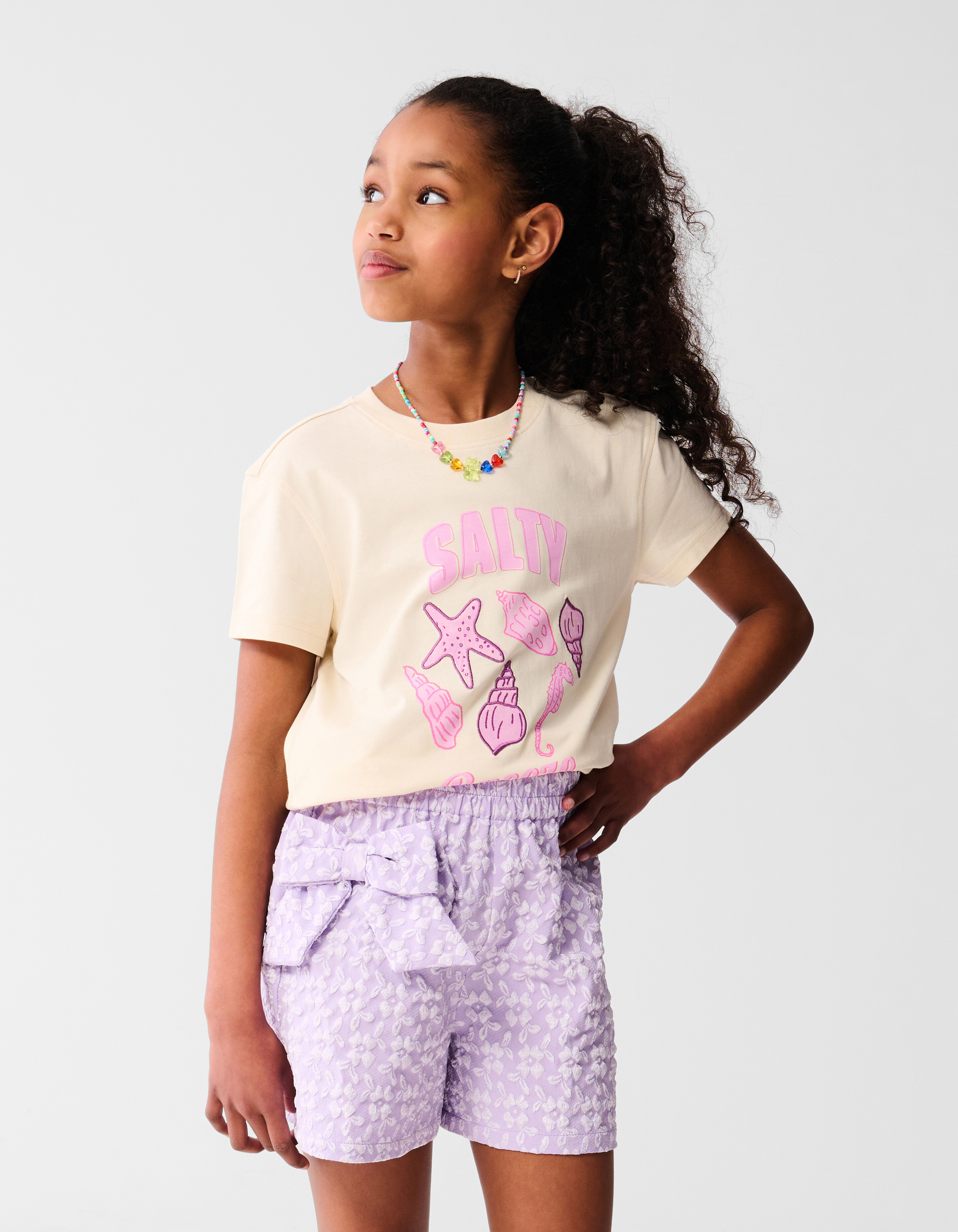 Sea Artwork T-shirt Gebroken Wit SHOEBY GIRLS