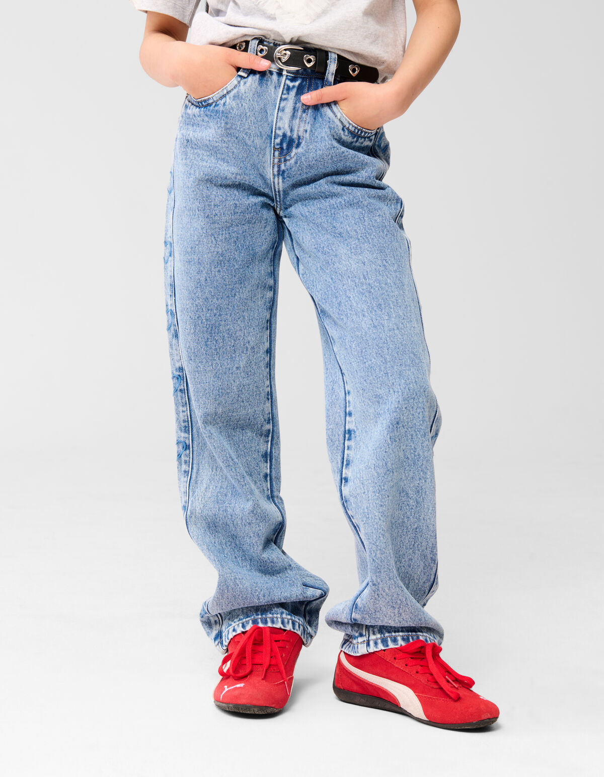 Heart Wide Leg Jeans Blauw SHOEBY ACCESSOIRES