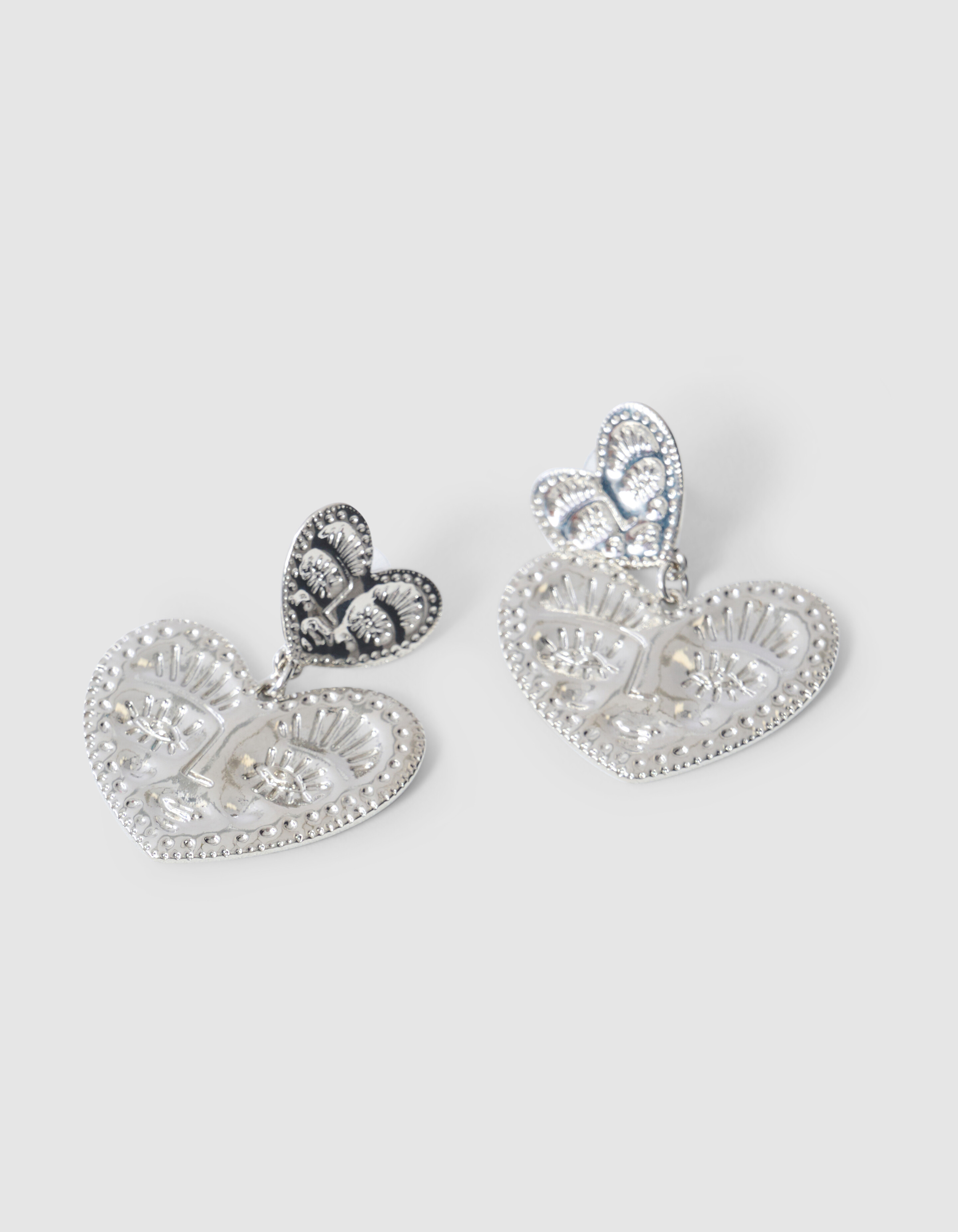 Face Heart Oorbellen Zilver SHOEBY ACCESSOIRES
