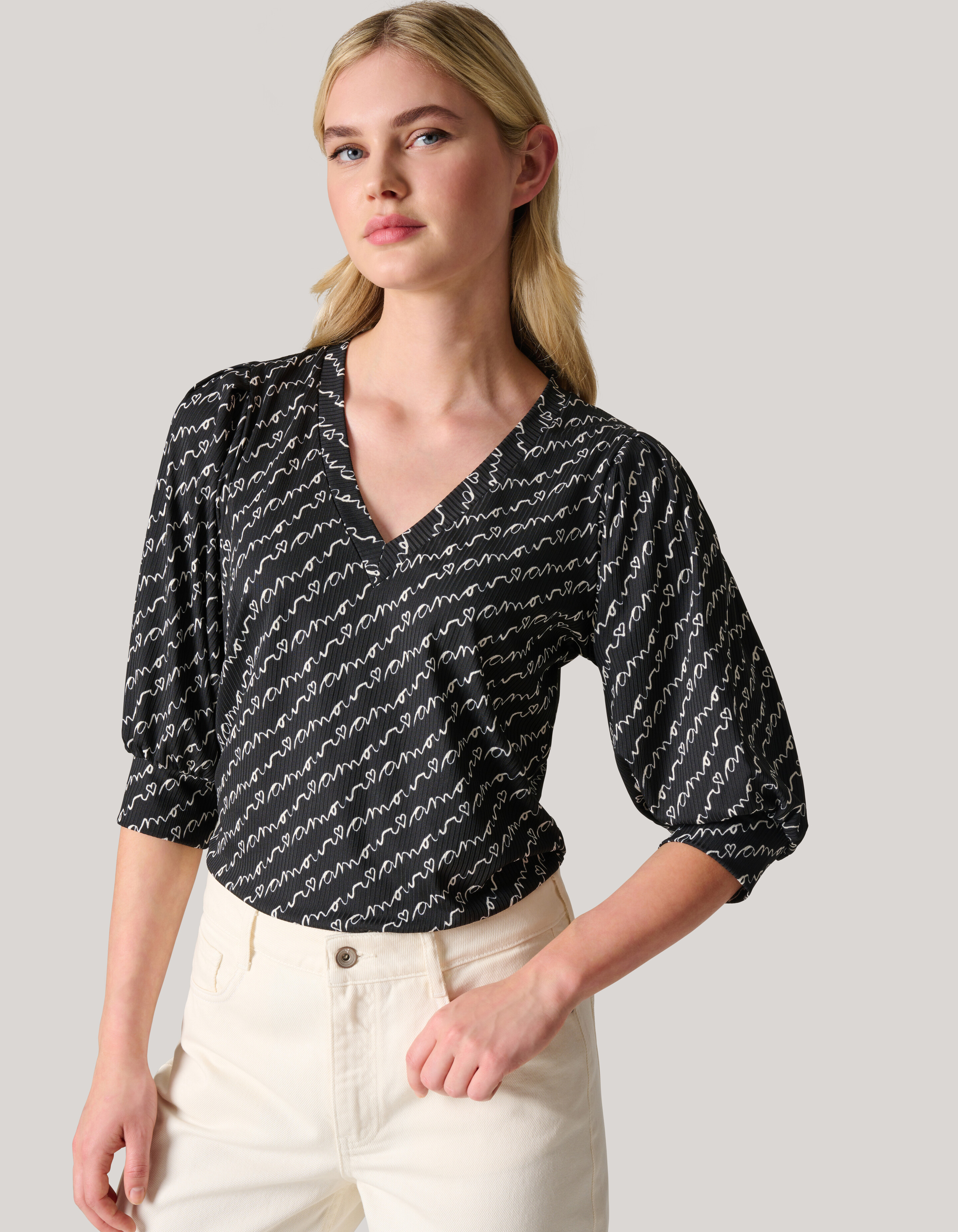 Rib Jersey Top Zwart SHOEBY WOMEN