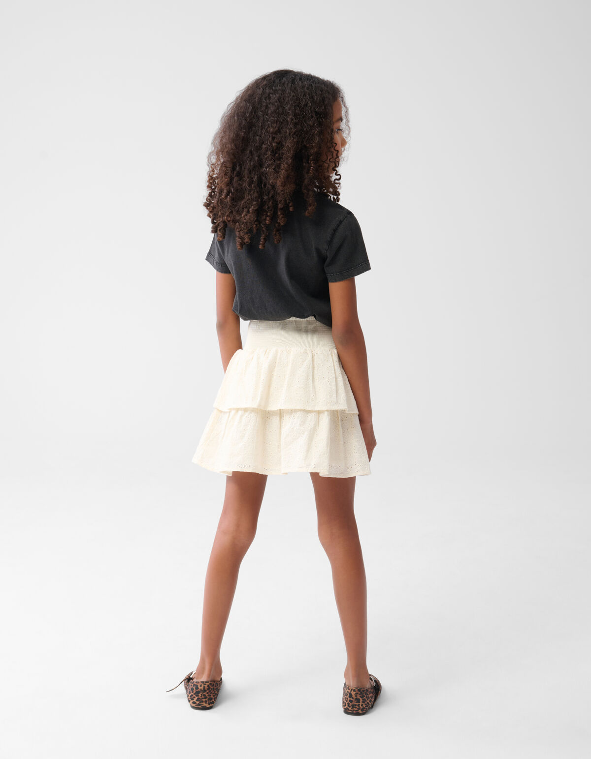 Embroidery Ruffle Rok Gebroken Wit SHOEBY GIRLS