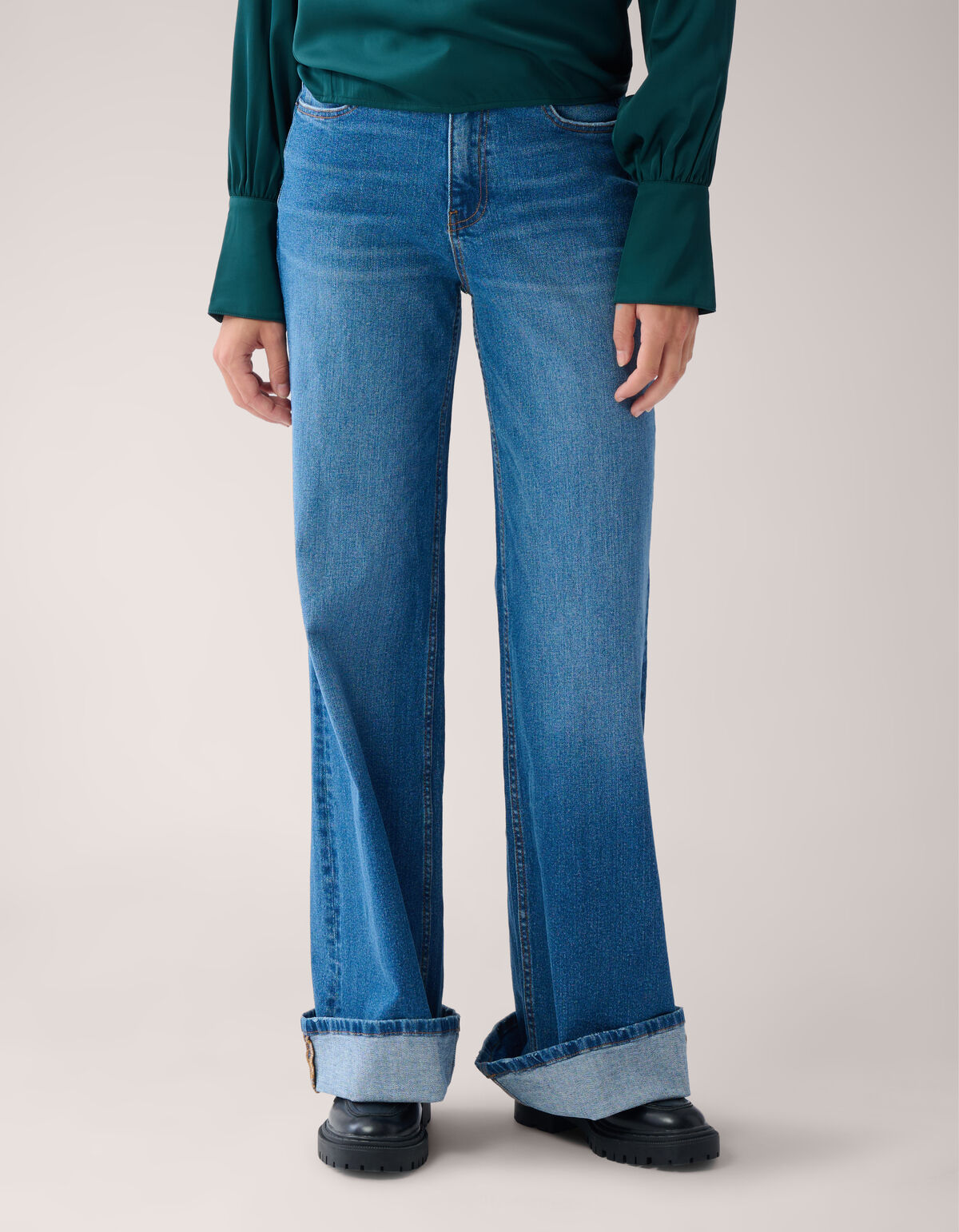 Turn Up Wide Leg Fit Jeans Mediumstone By Mieke SHOEBY WOMEN