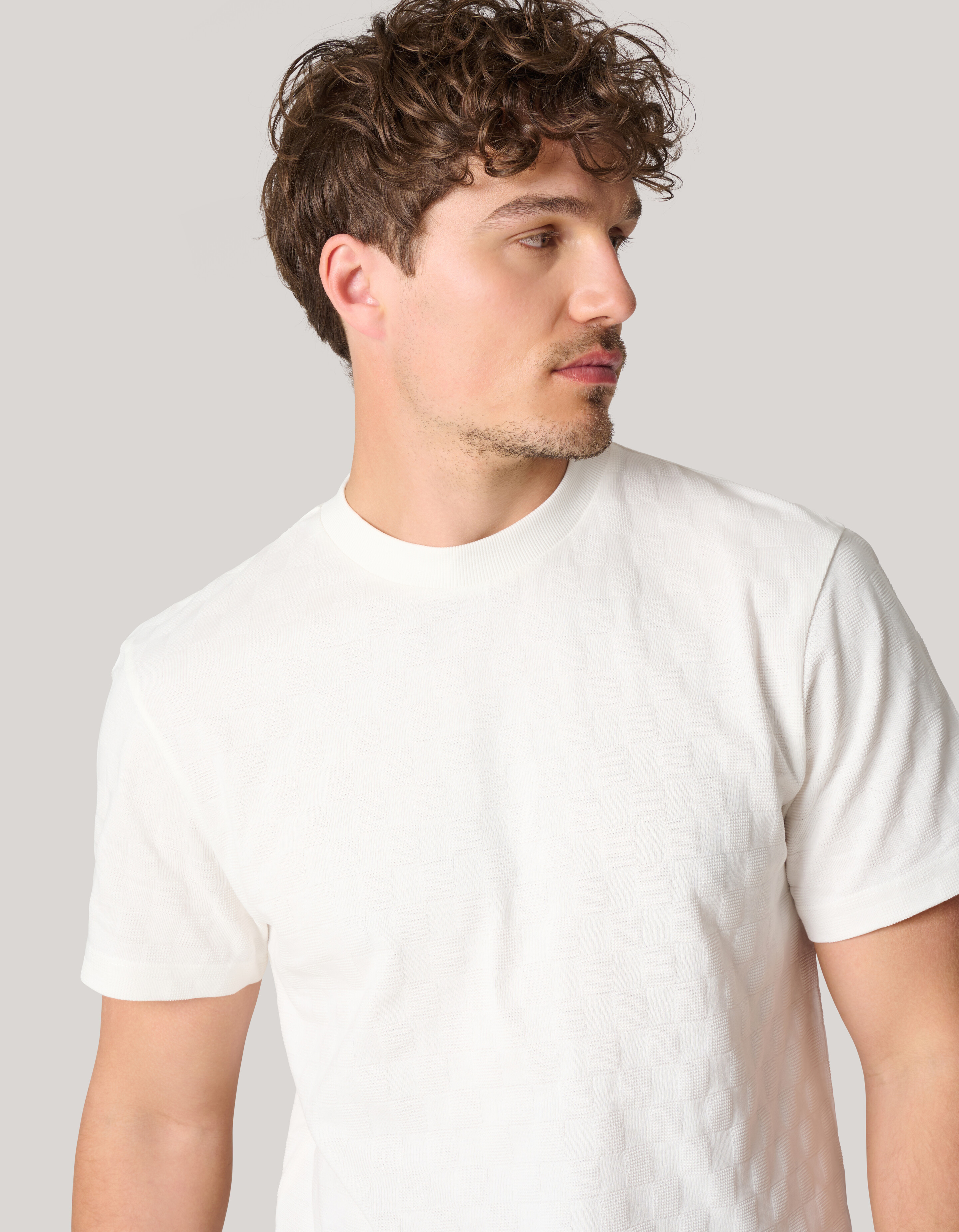 Block Structuur T-shirt Gebroken Wit SHOEBY MEN