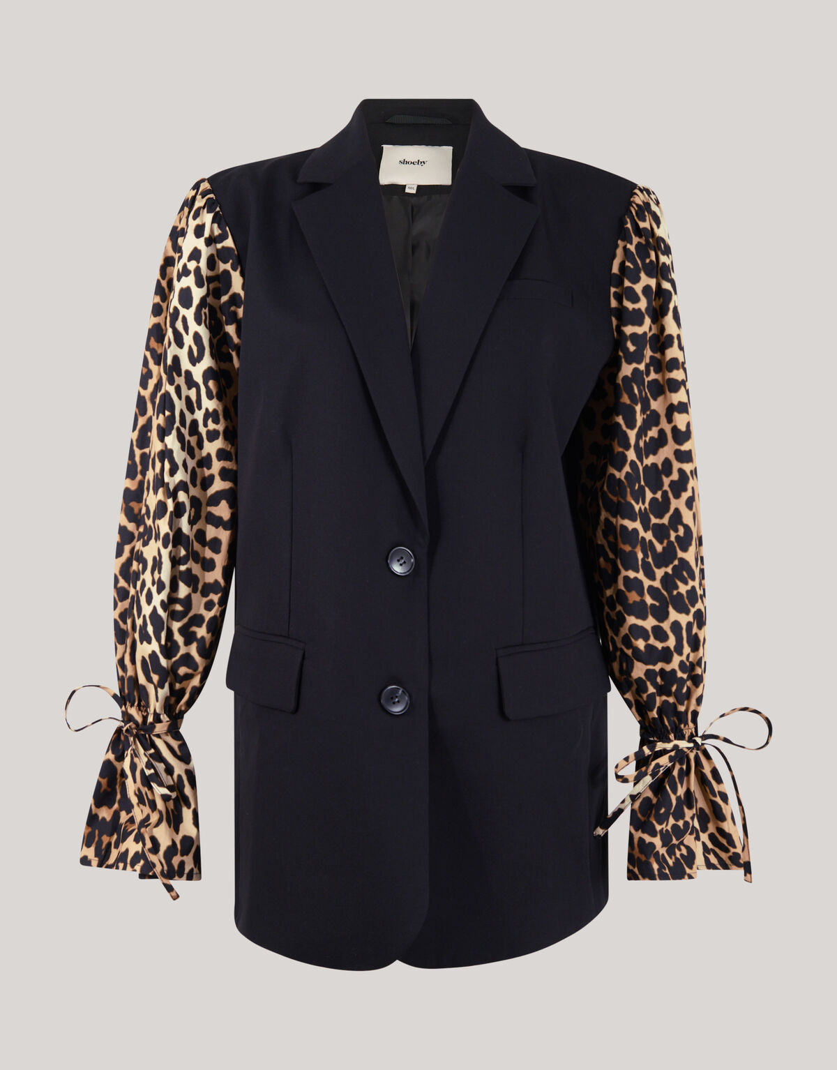 Leopard Poplin Sleeve Blazer Zwart SHOEBY WOMEN