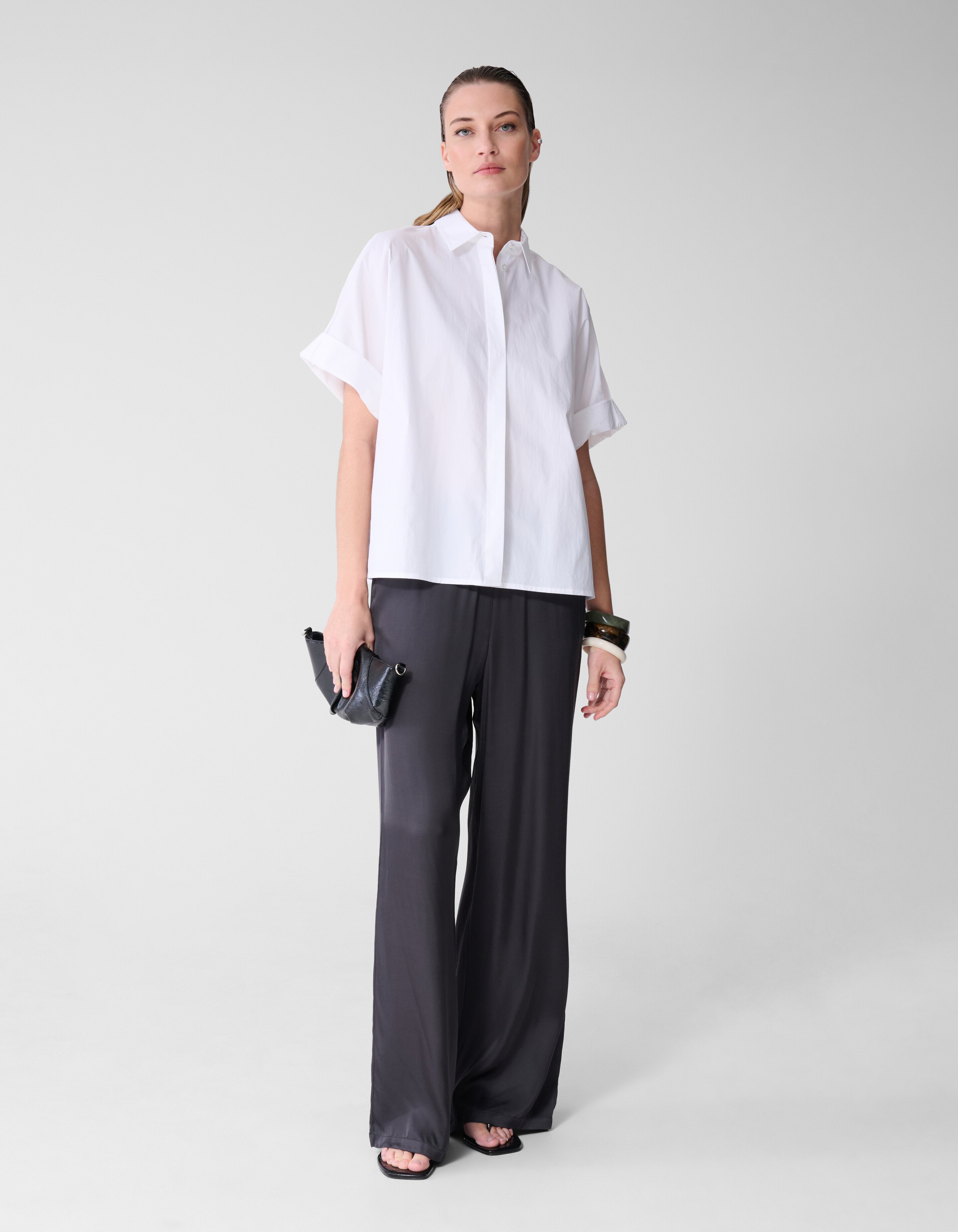 Oversized Short Sleeve Blouse Wit By Lonneke SHOEBY WOMEN