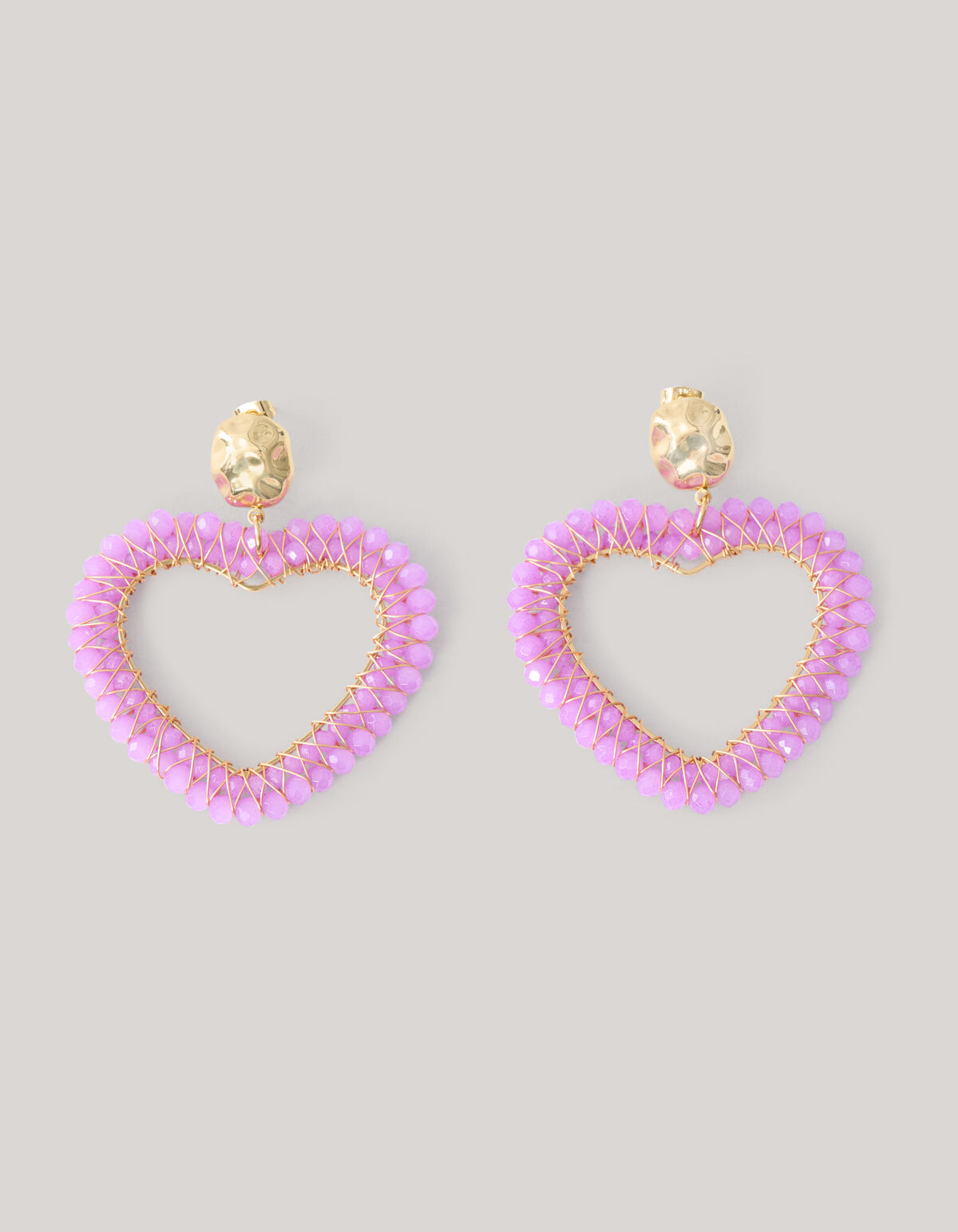 Beaded Heart Oorbellen Roze SHOEBY ACCESSOIRES