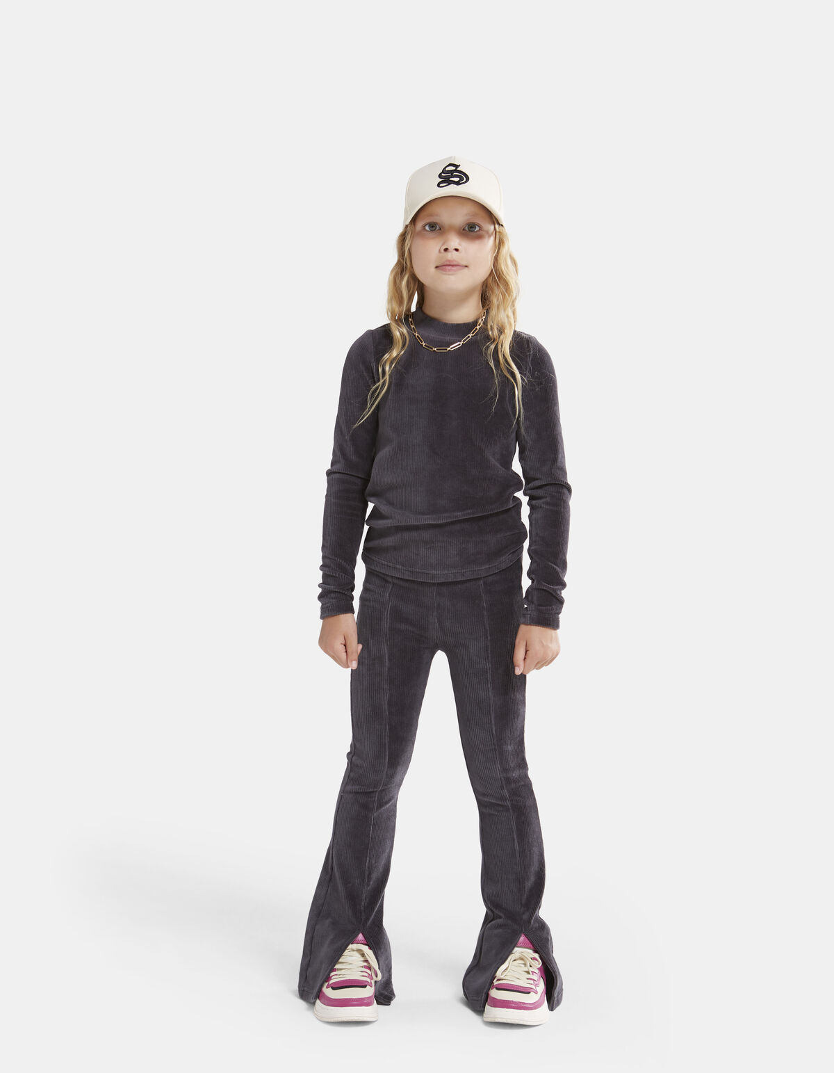 Ribstof Top Grijs SHOEBY GIRLS