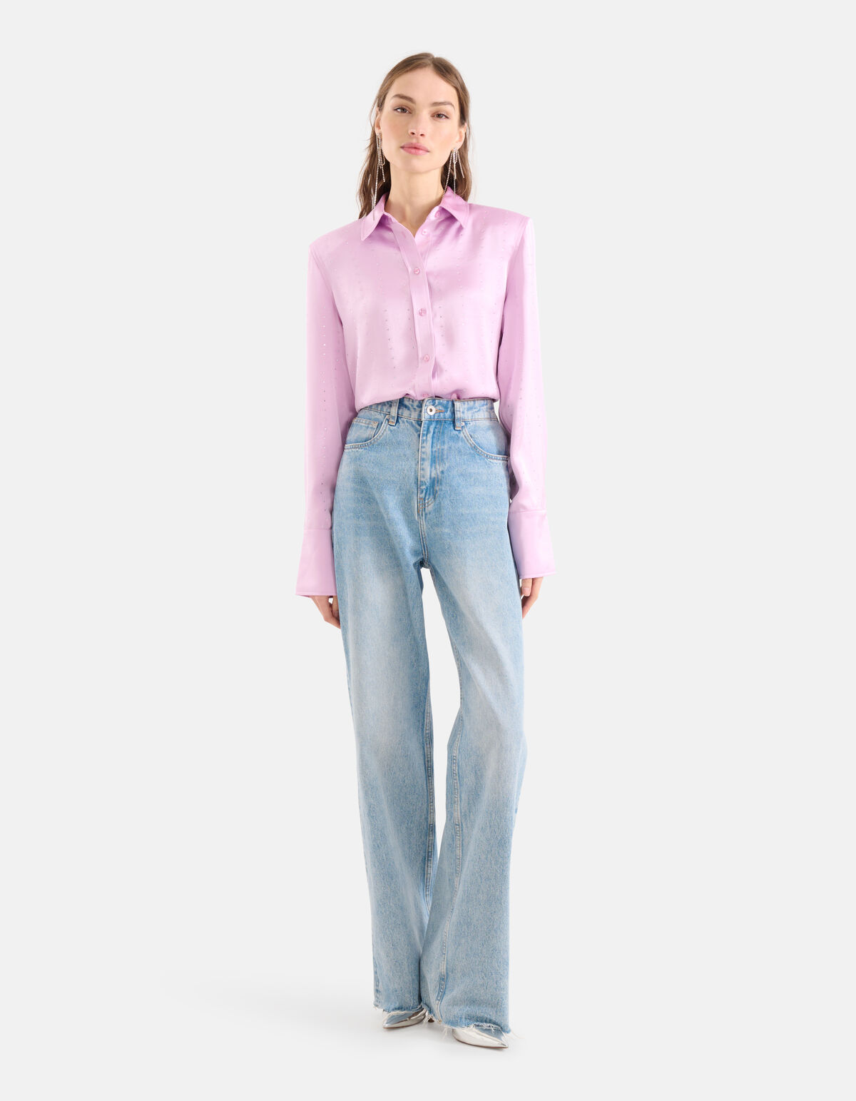 Satijnen Strass Blouse Lichtroze SHOEBY WOMEN