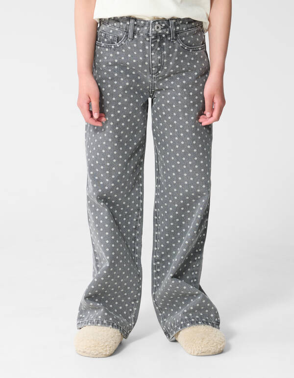 Wide Leg Dot Jeans Grijs SHOEBY GIRLS