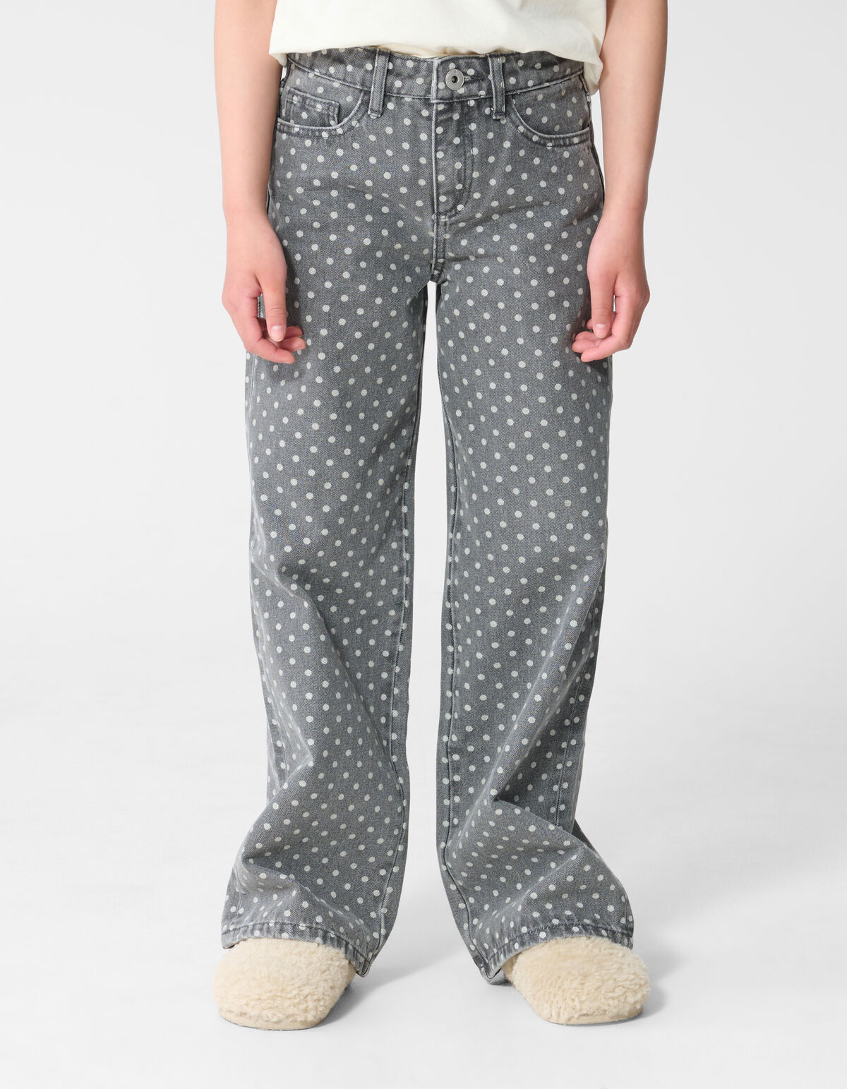 Wide Leg Dot Jeans Grijs SHOEBY GIRLS