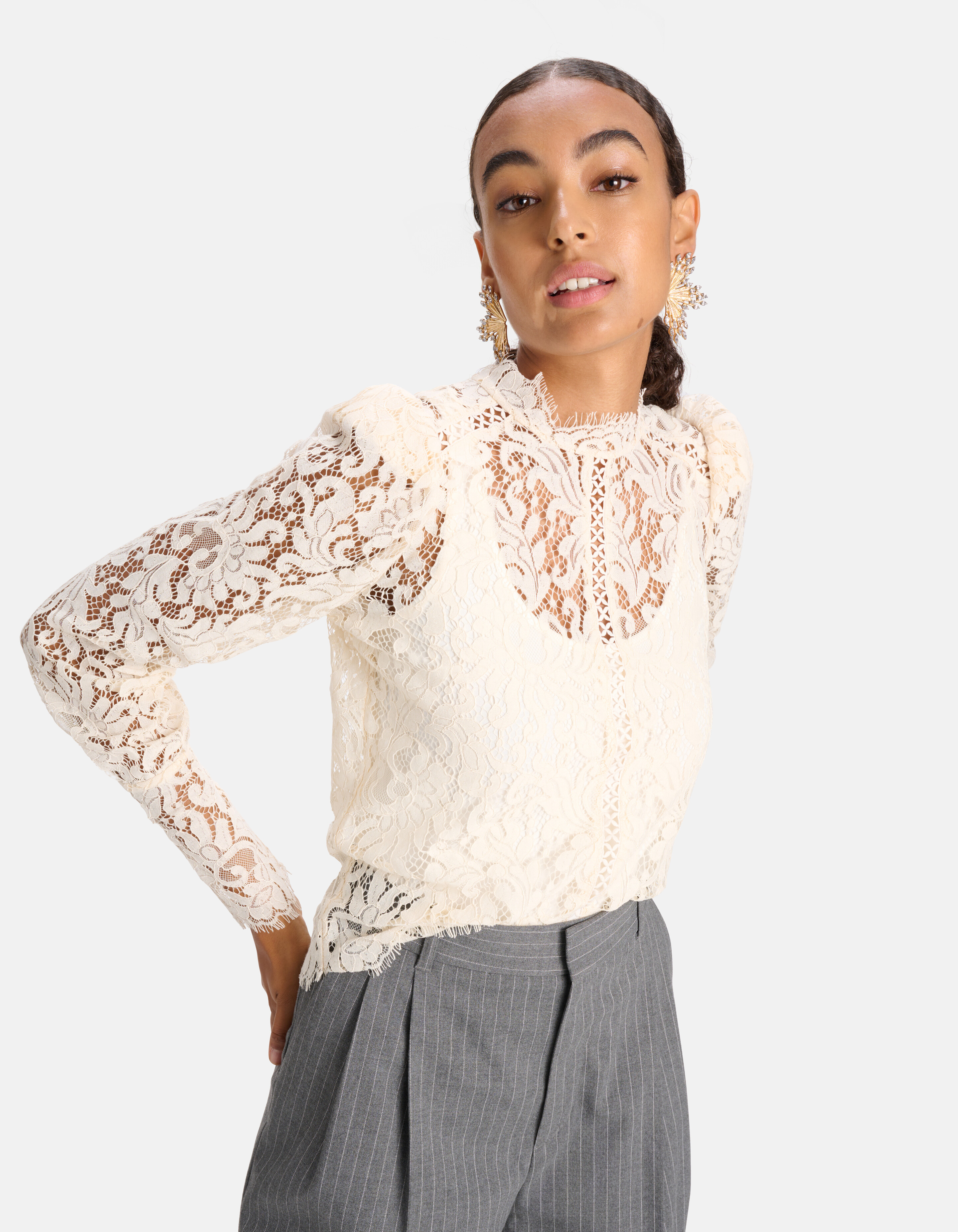 Kanten Top Gebroken Wit SHOEBY WOMEN