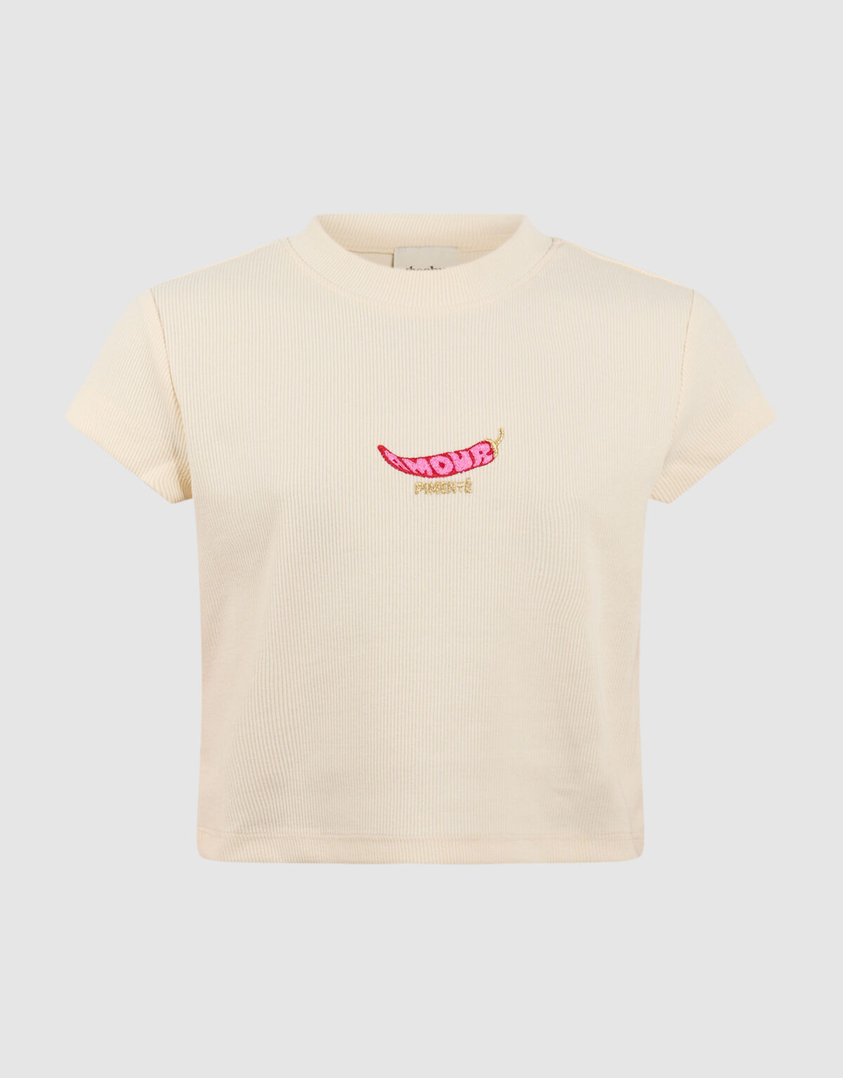 Rib Pepper Crop Top Gebroken Wit SHOEBY GIRLS