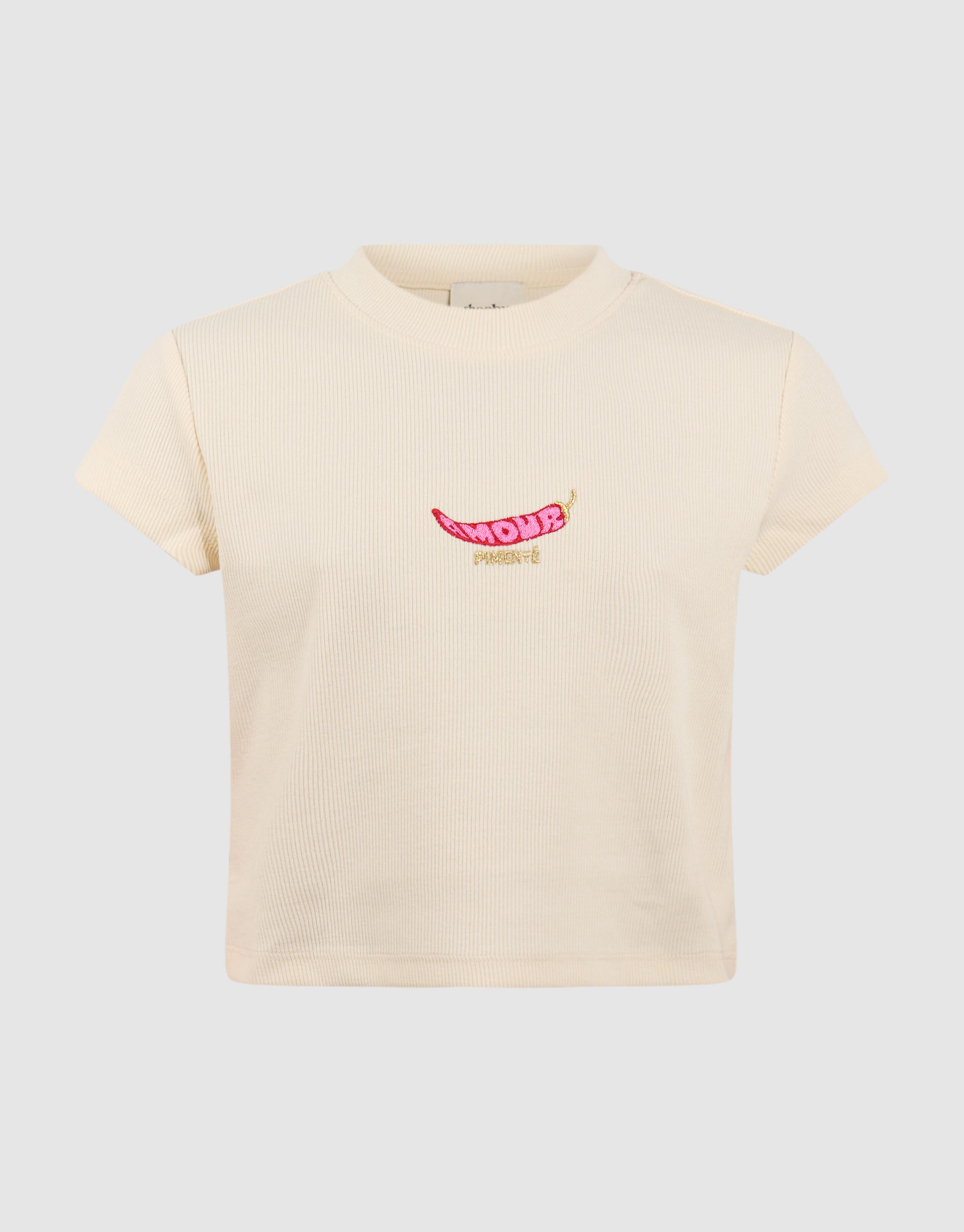 Rib Pepper Crop Top Gebroken Wit SHOEBY GIRLS