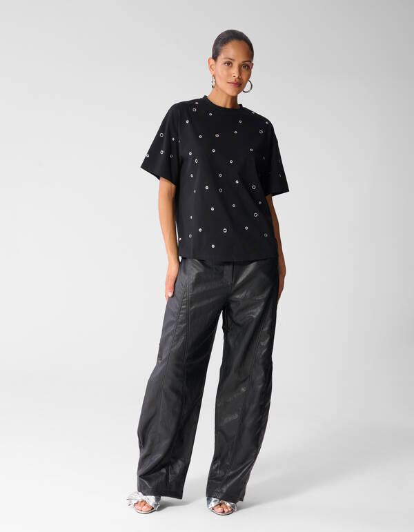 Eyelet T-shirt Zwart SHOEBY WOMEN