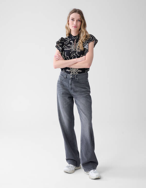 Wide Leg Fit Jeans Grijs SHOEBY WOMEN