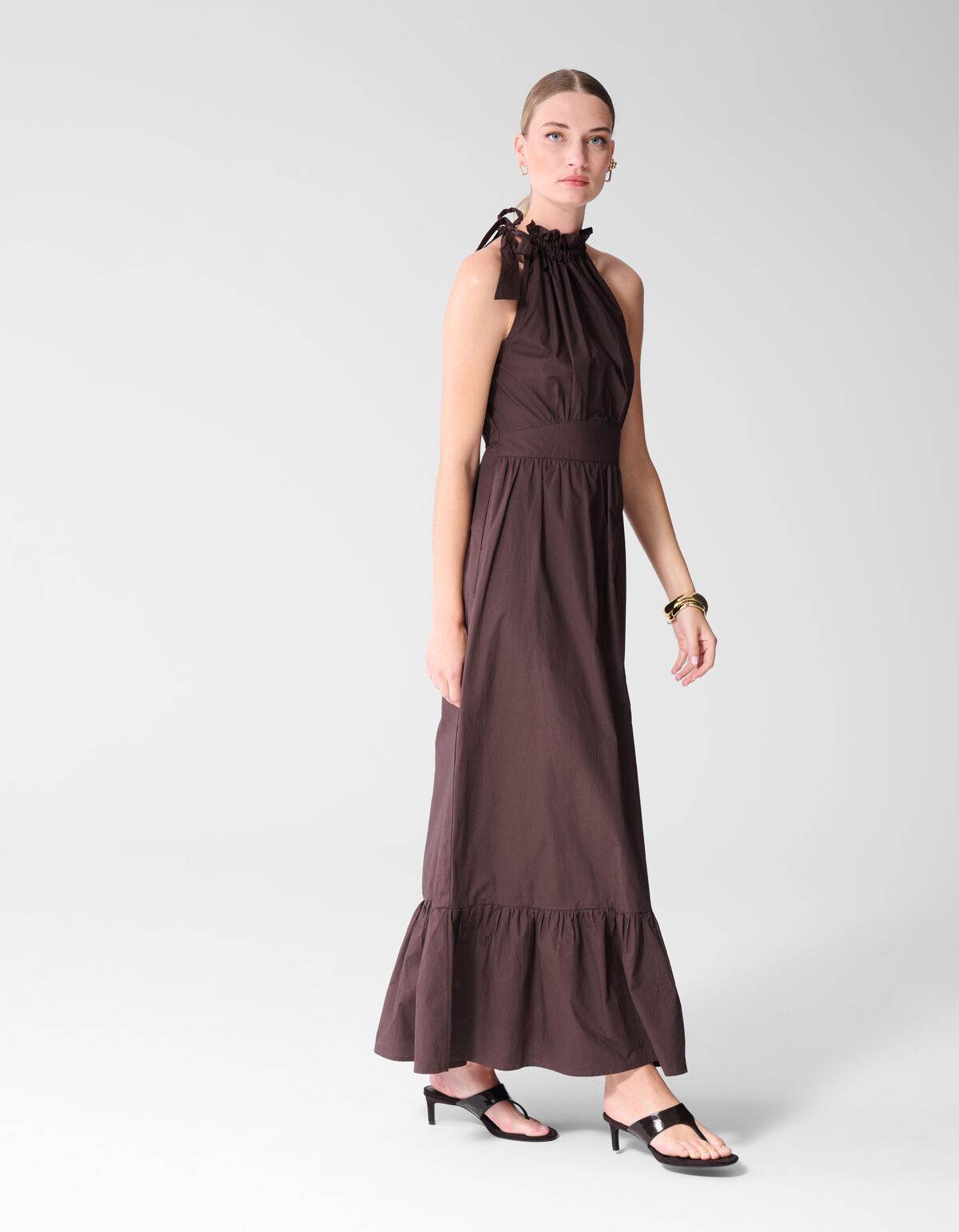 Halter Maxi Jurk Bruin SHOEBY WOMEN
