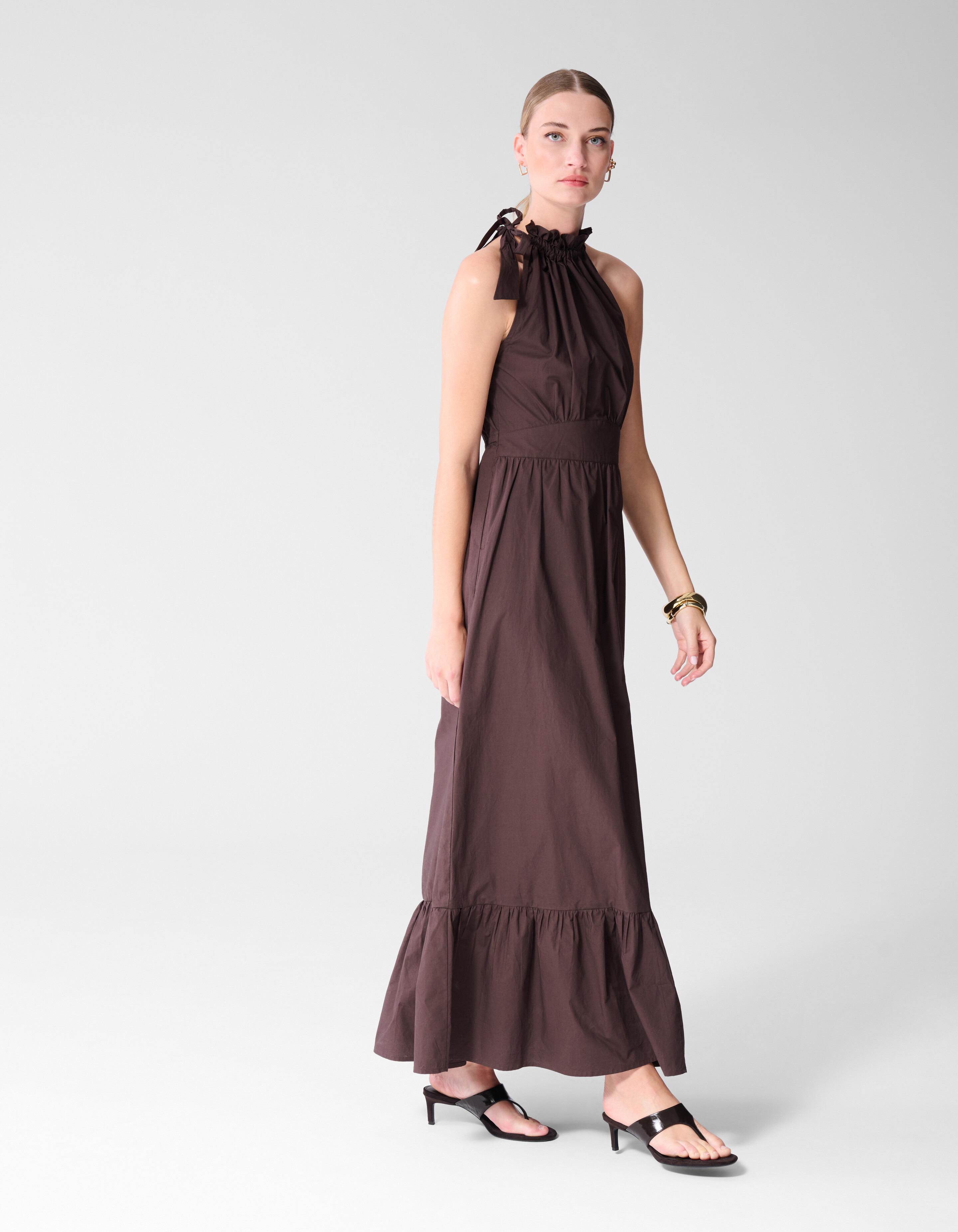 Halter Maxi Jurk Bruin SHOEBY WOMEN