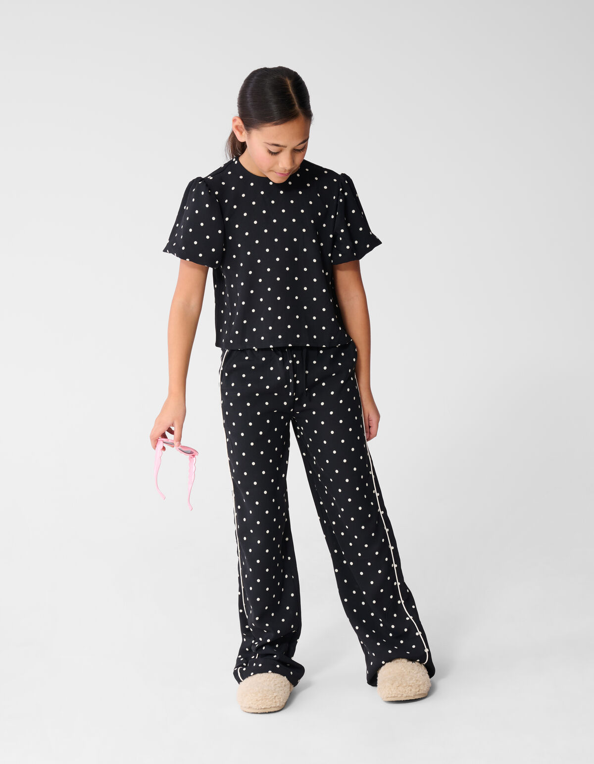 Twist Polkadot Top Zwart SHOEBY GIRLS