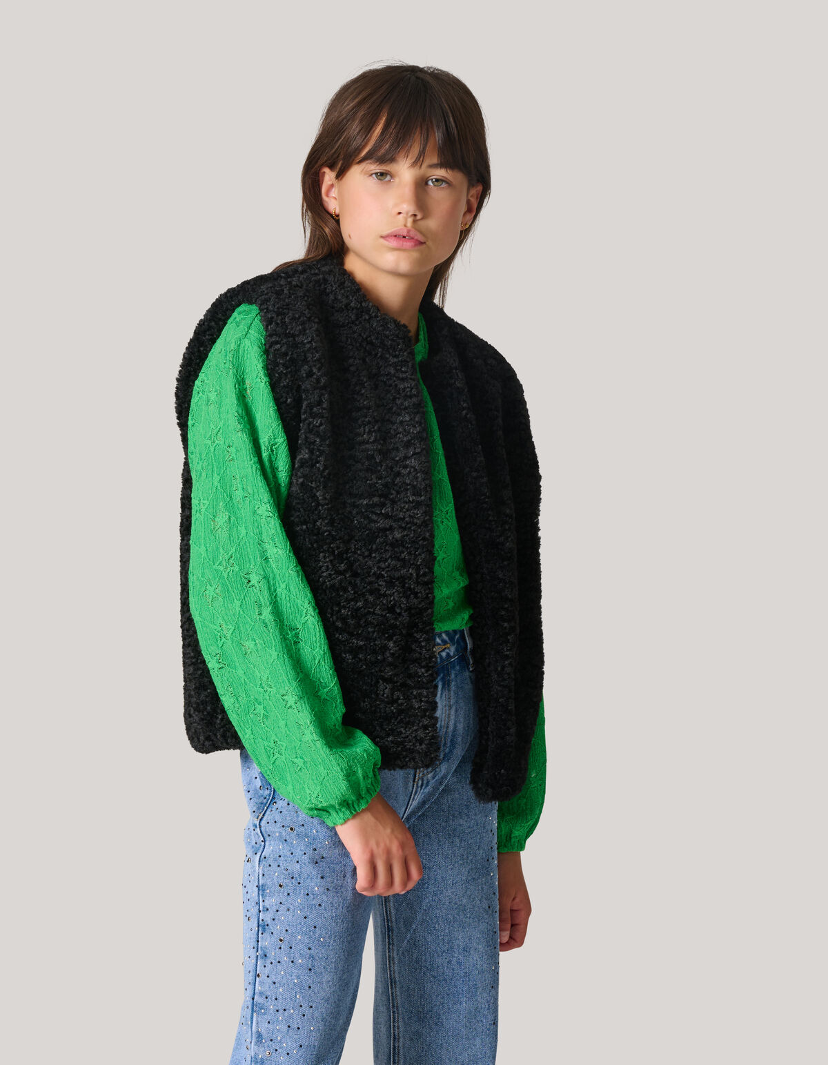 Teddy Gilet Zwart SHOEBY GIRLS