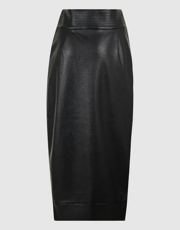 Vegan Leren Overlap Rok Zwart SHOEBY WOMEN