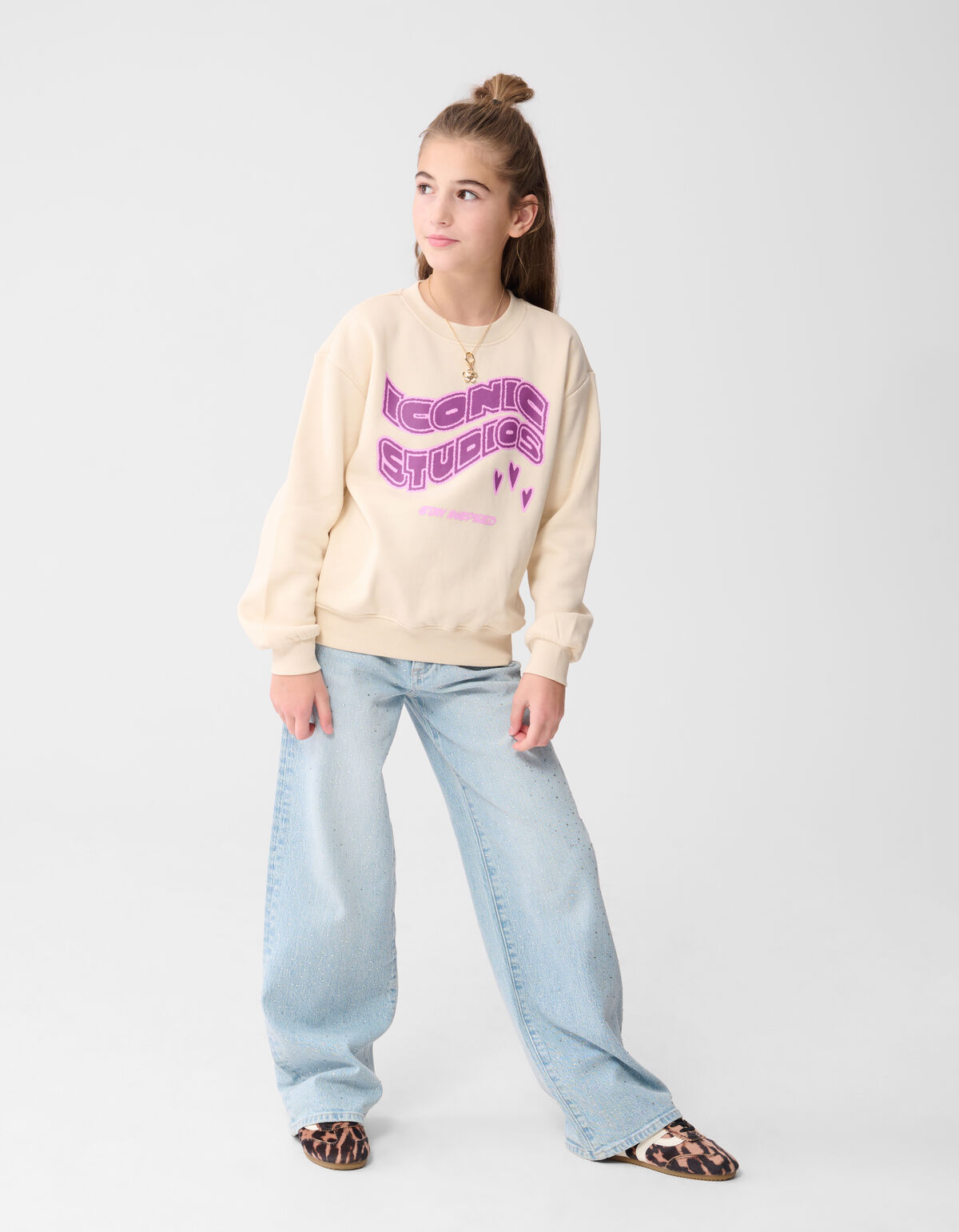 Strass Wide Leg Fit Jeans Bleached SHOEBY GIRLS