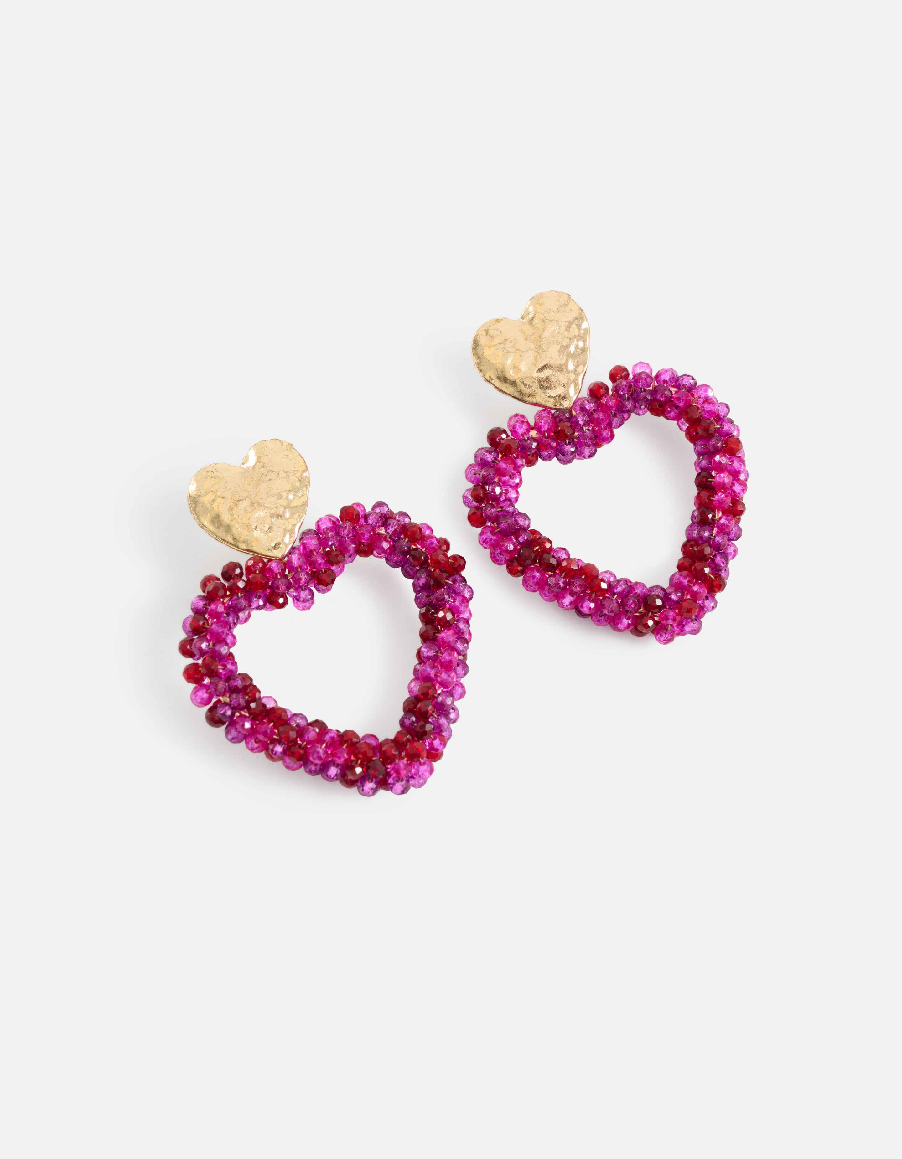 Beaded Hartjes Oorbellen Donkerpaars SHOEBY ACCESSOIRES