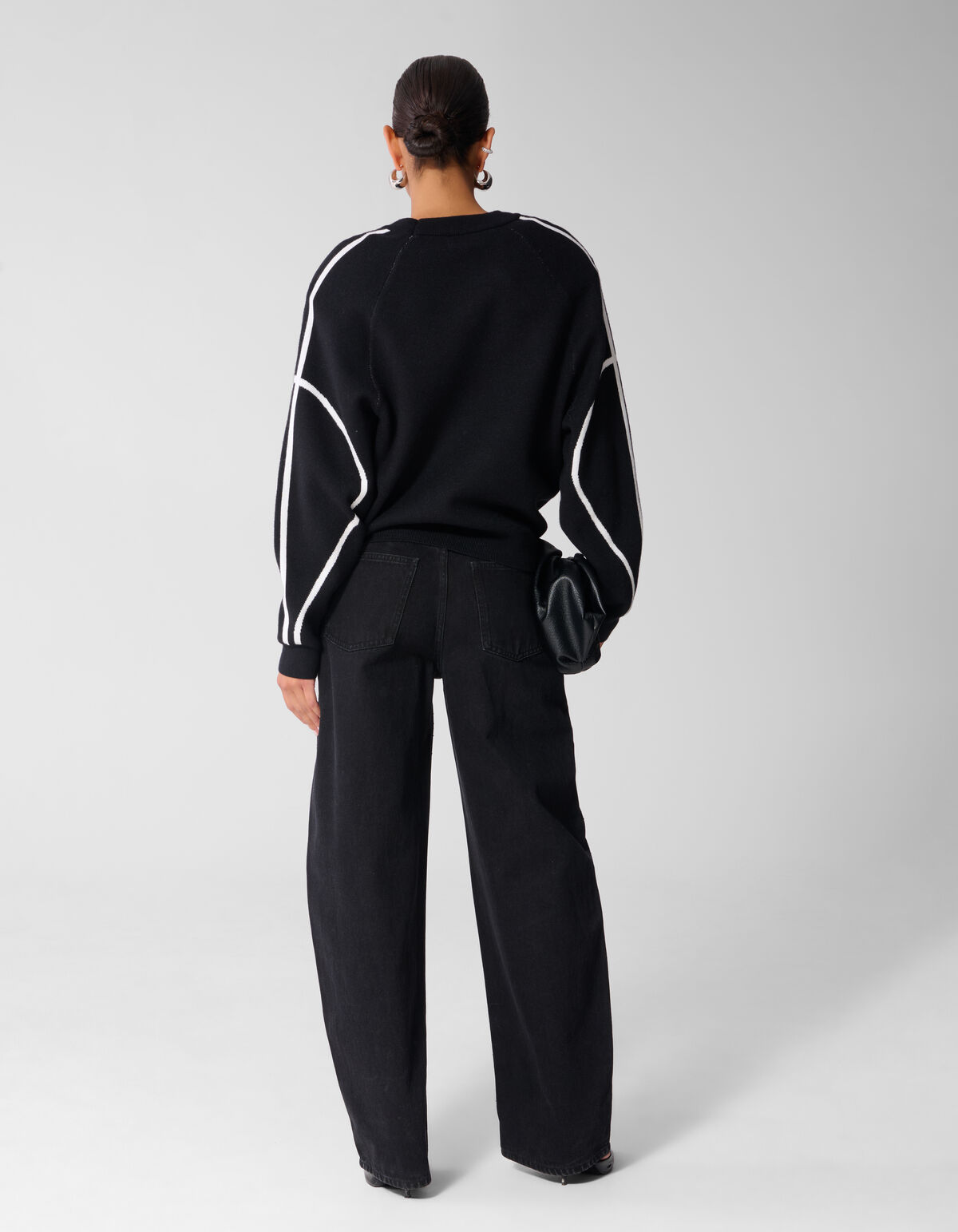 Oversized Sporty Gebreide Trui Zwart SHOEBY WOMEN