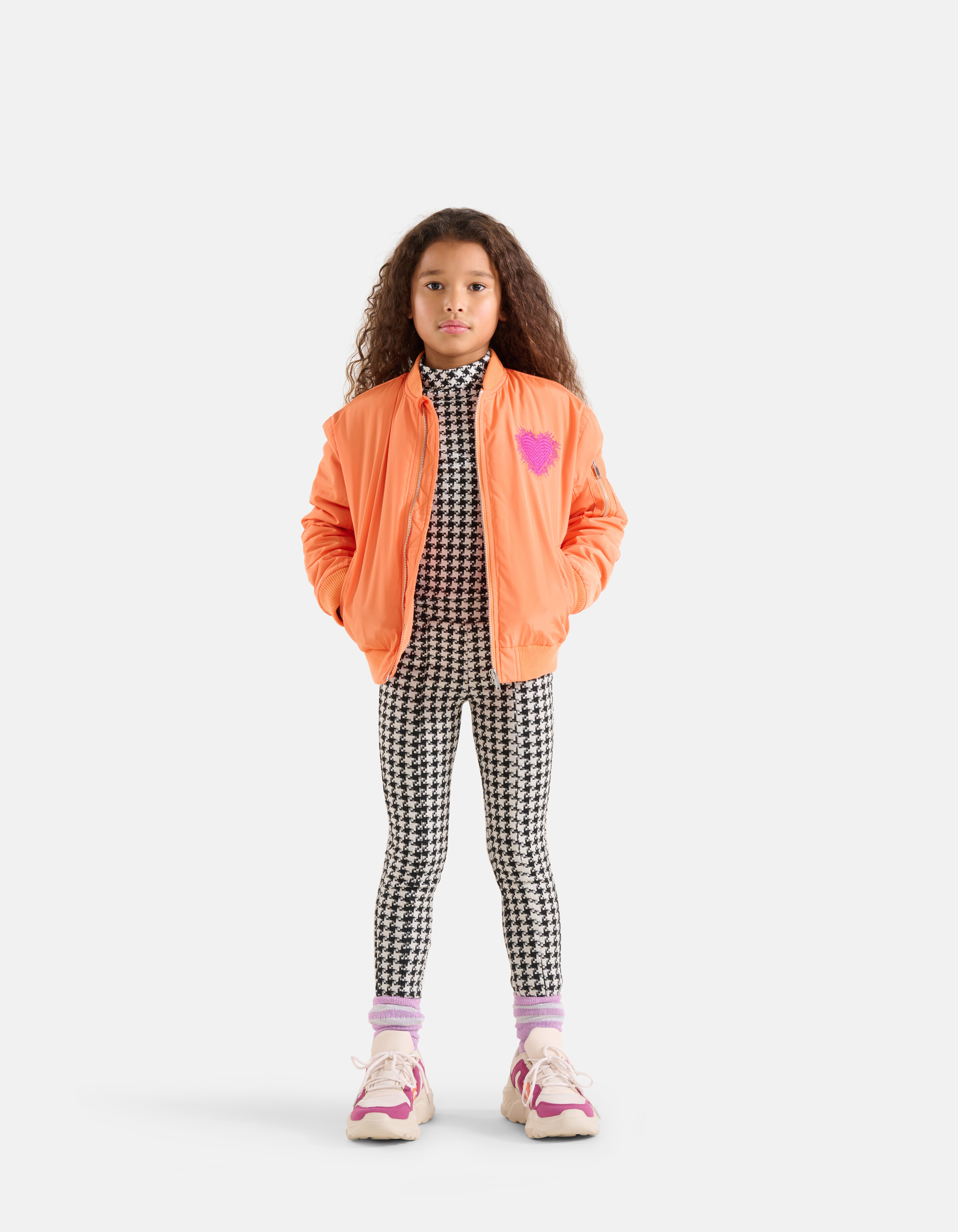 Pied-De-Poule Zipper Legging Zwart/Wit SHOEBY GIRLS